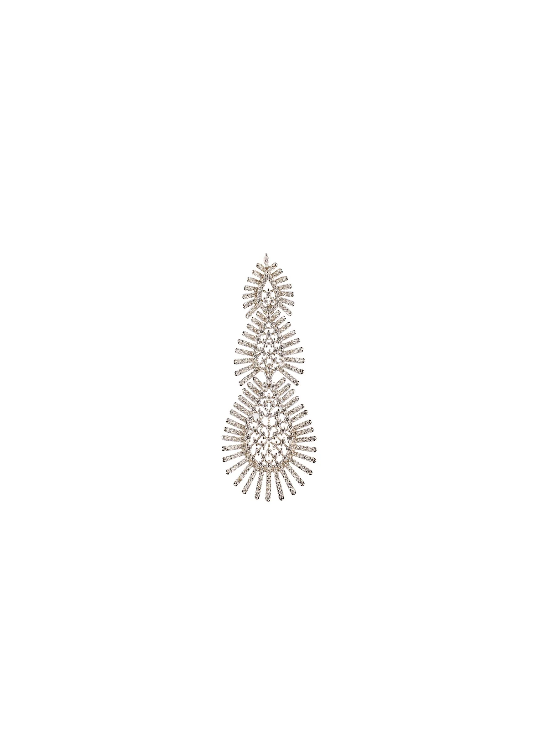 Silver Anti Tarnish CZ Diamond Rhodium Plated Long Earrings - Image 3