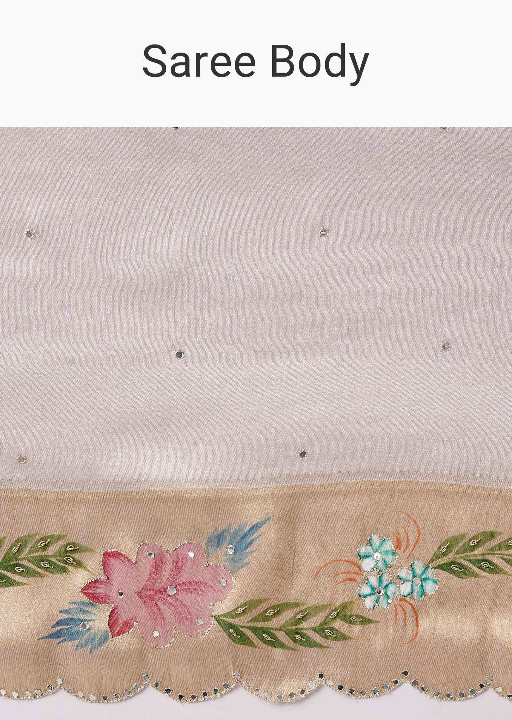 Silver Contrast Border Solid Saree With Unstitched Blouse - Image 9