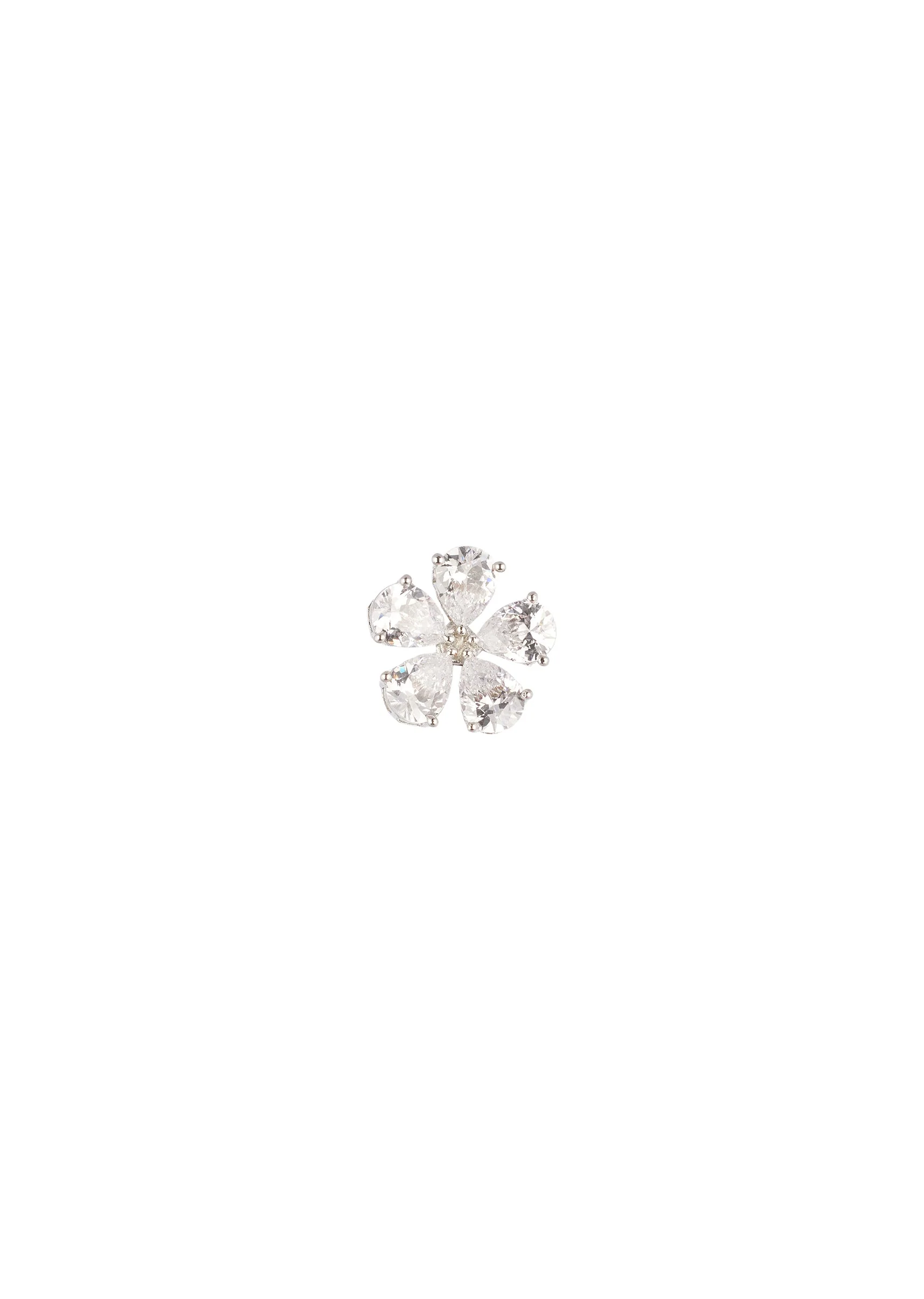 Silver Finish Necklace Set In Mix Metal With Contemporary Floral Style And White Cubic Zirconia Accents - Image 4