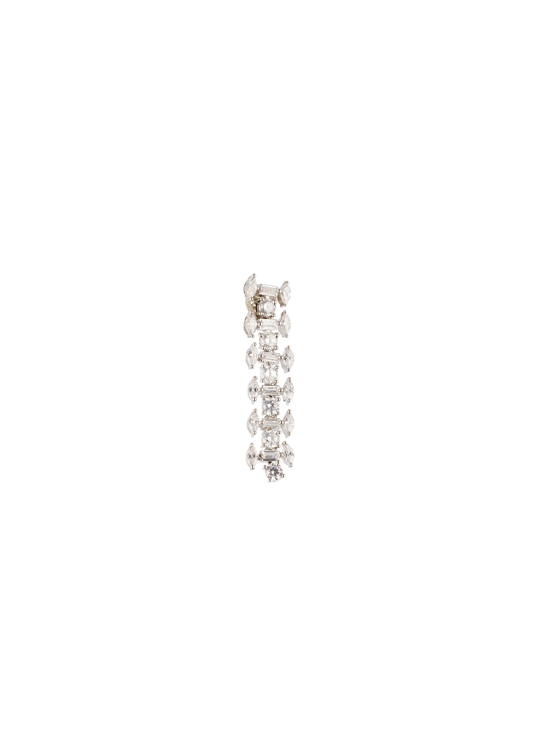 Silver Finish Necklace Set In Mix Metal With Modern Geometric Style And White Cubic Zirconia Accents - Image 4