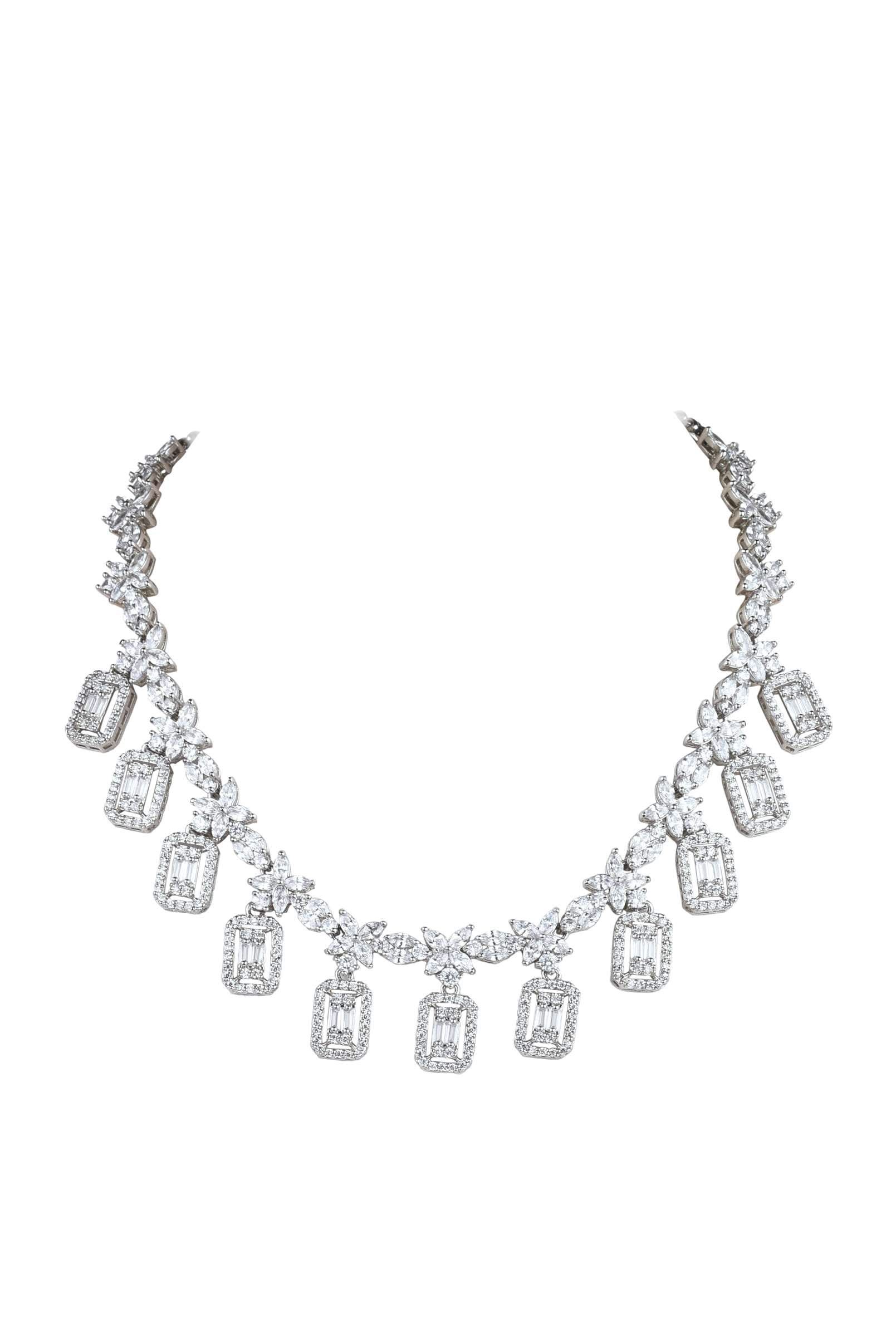 Silver Finish Short Necklace Set In Mix Metal - Image 6