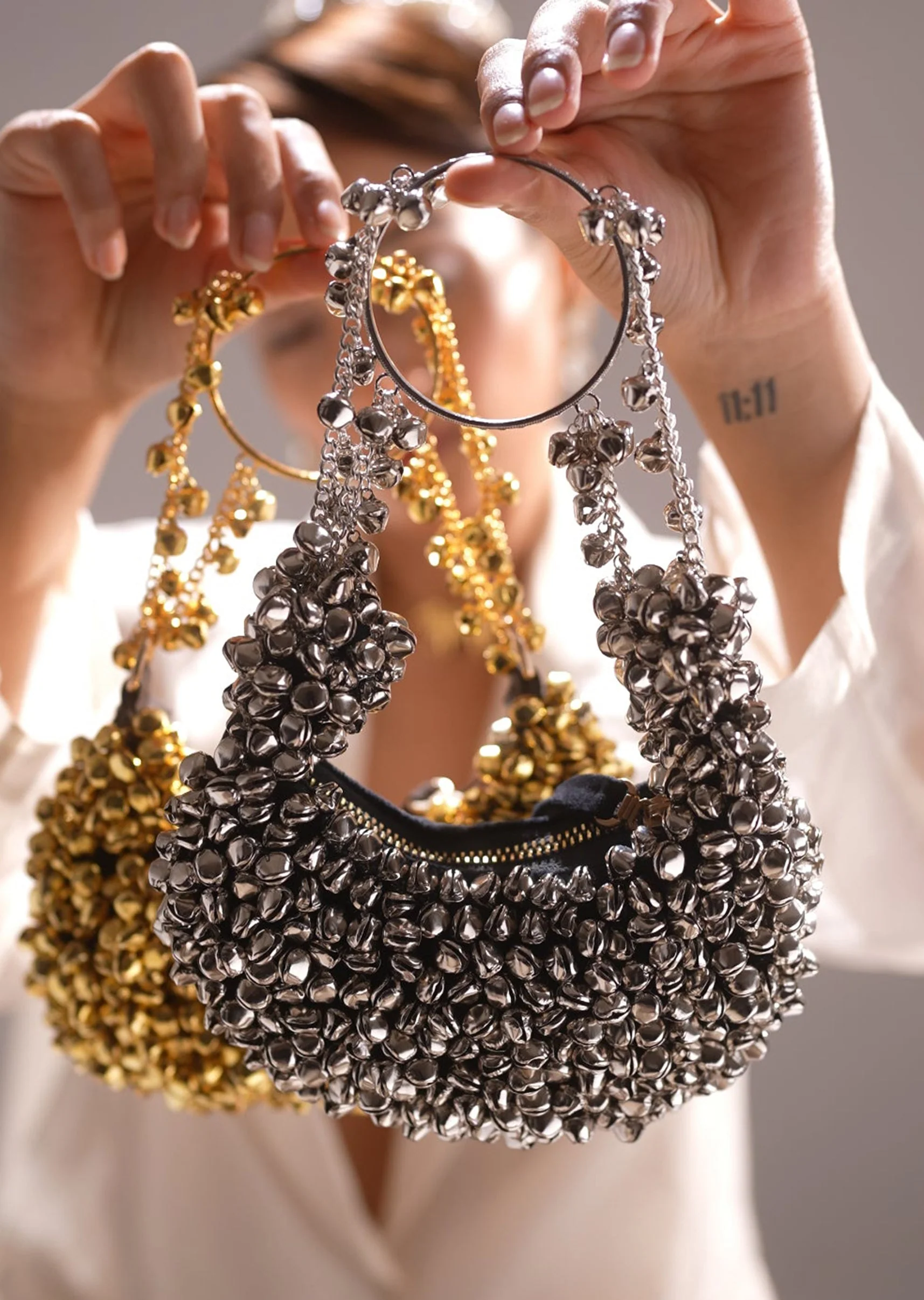 Silver Ghungroo Embellished Potli Bag - Image 2