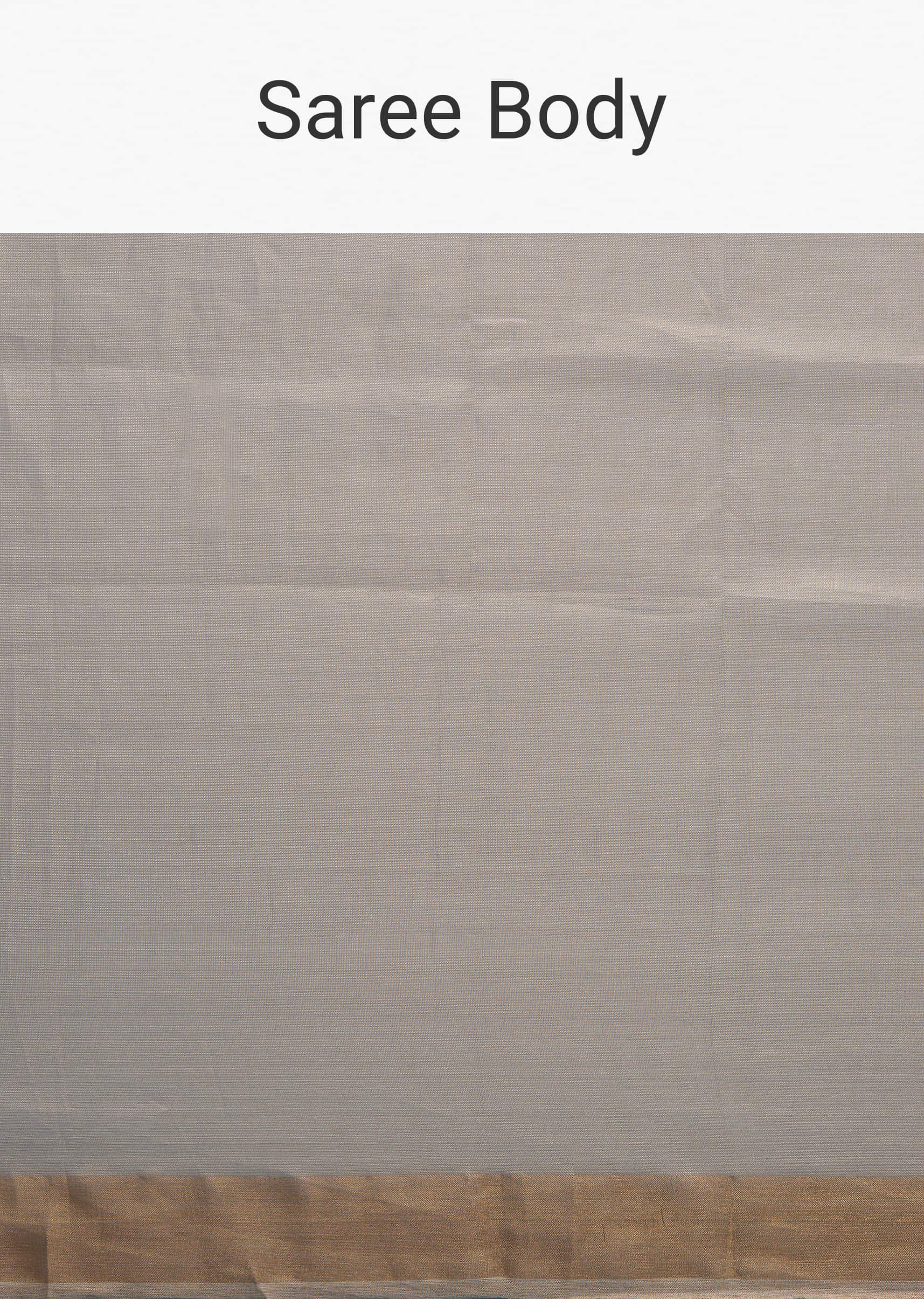 Silver Grey Tissue Organza Woven Saree With Golden Zari Work - Image 9