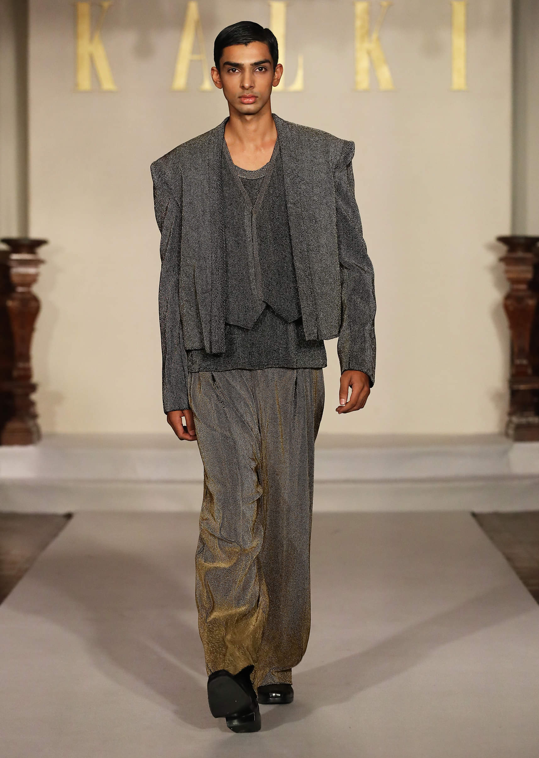 Silver Indo Western Suit For Men With Bead Work