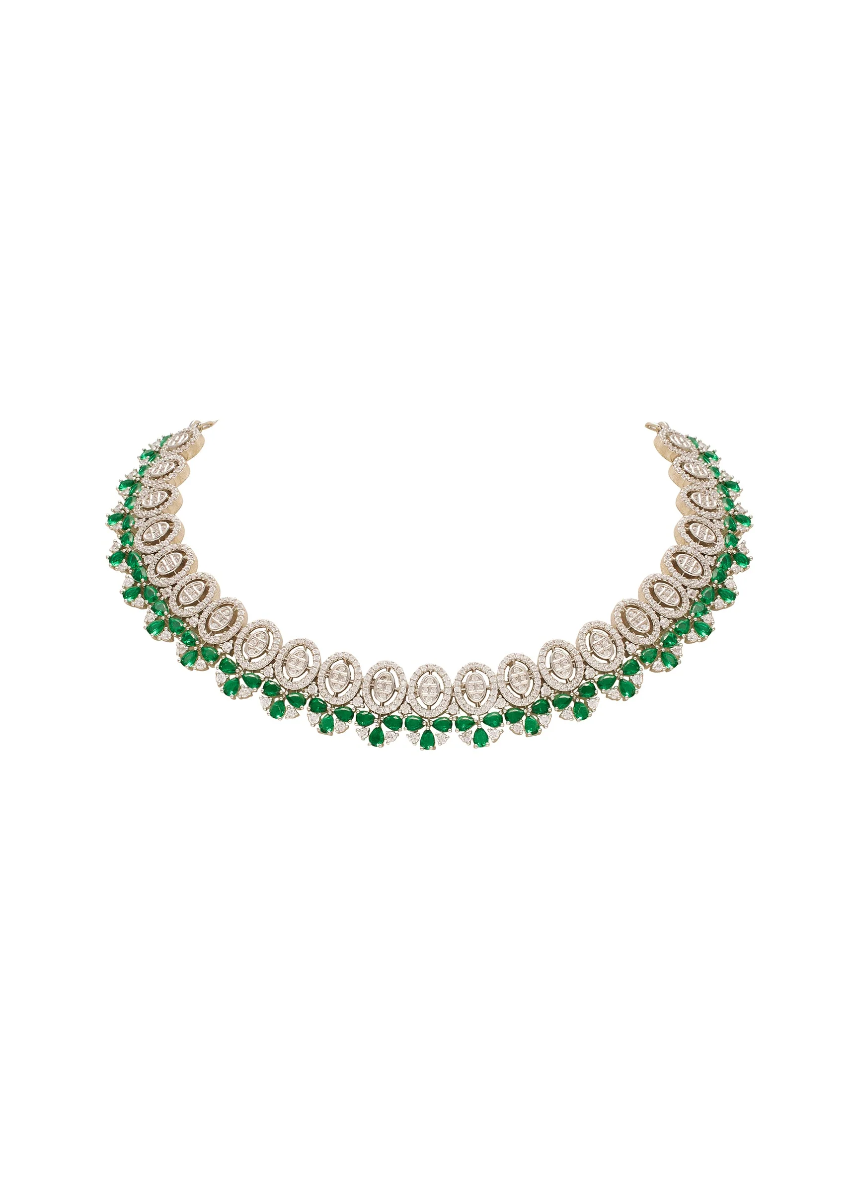 Silver Kundan Zirconia Necklace Set - Image 3