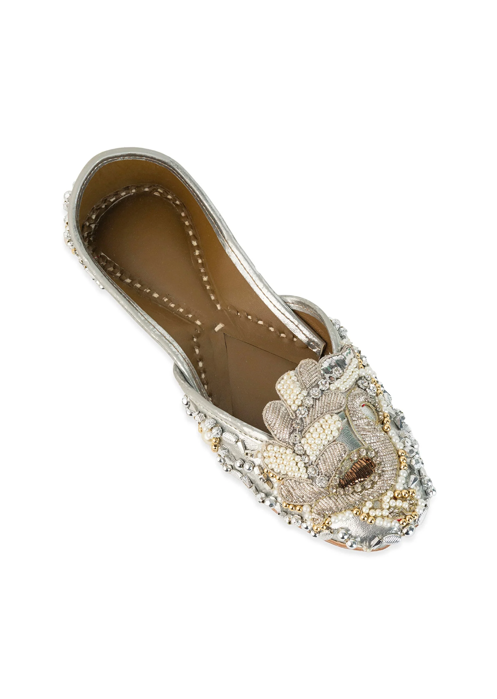 Silver Metallic Bead Embellished Juttis - Image 5