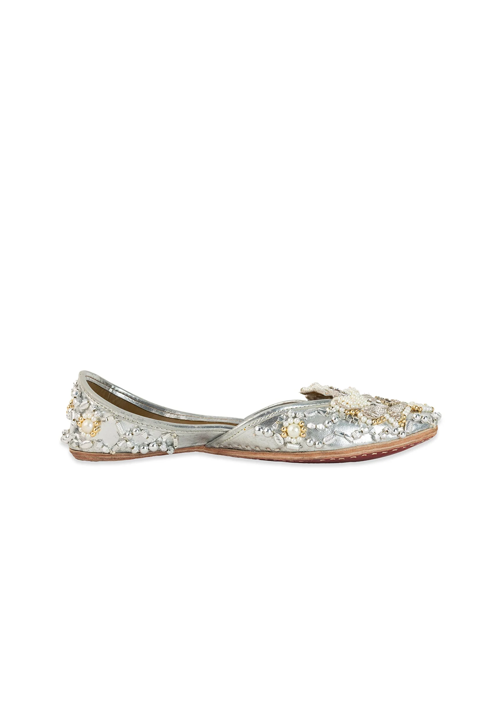 Silver Metallic Bead Embellished Juttis - Image 6