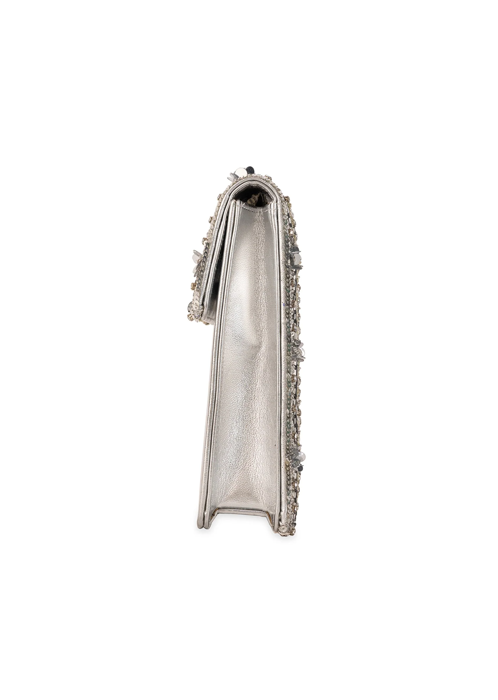 Silver Mirror Embellished Flap Bag - Image 4