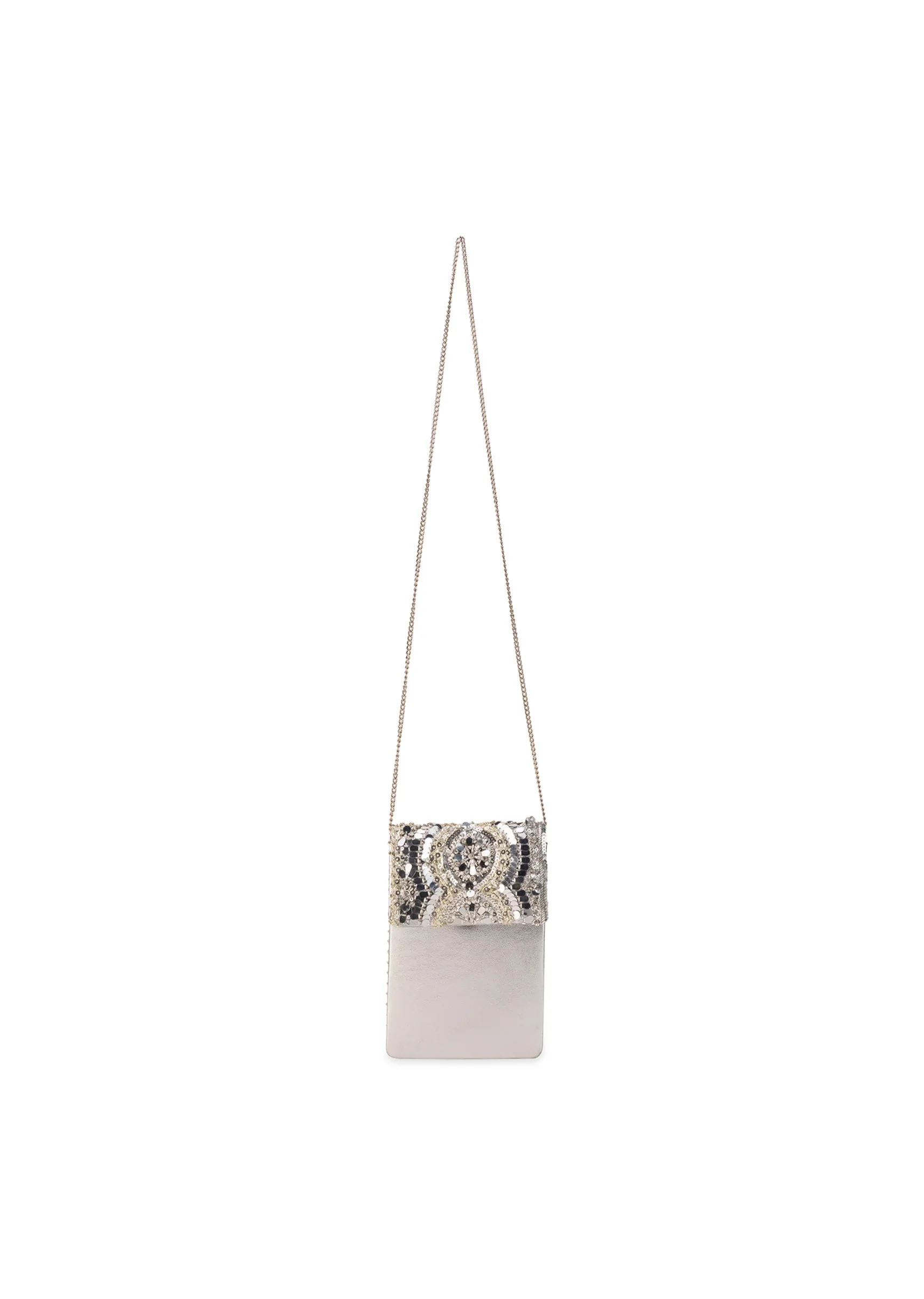 Silver Mirror Embellished Flap Bag - Image 5