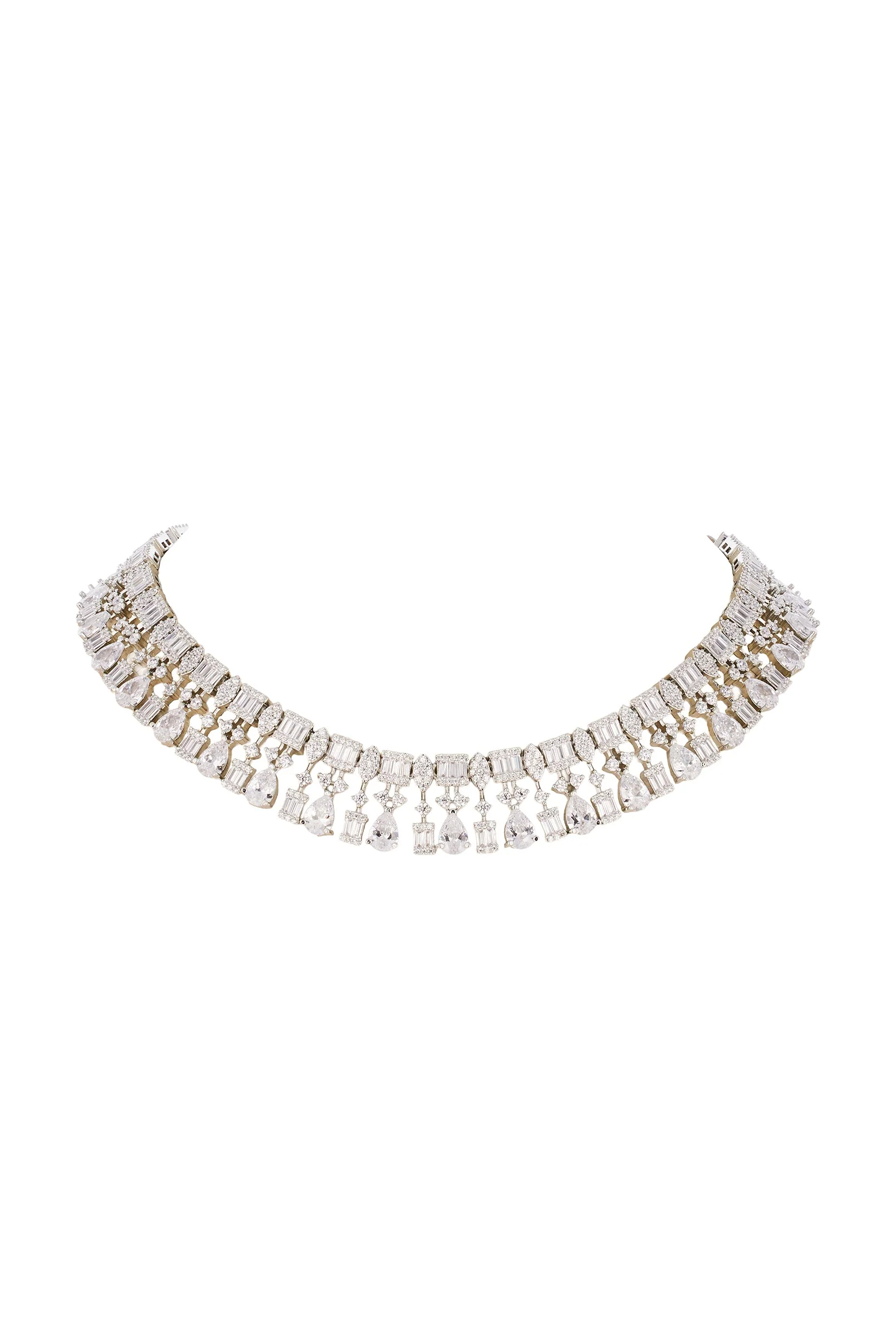 Silver Necklace Set with Zircon Detailing - Image 3