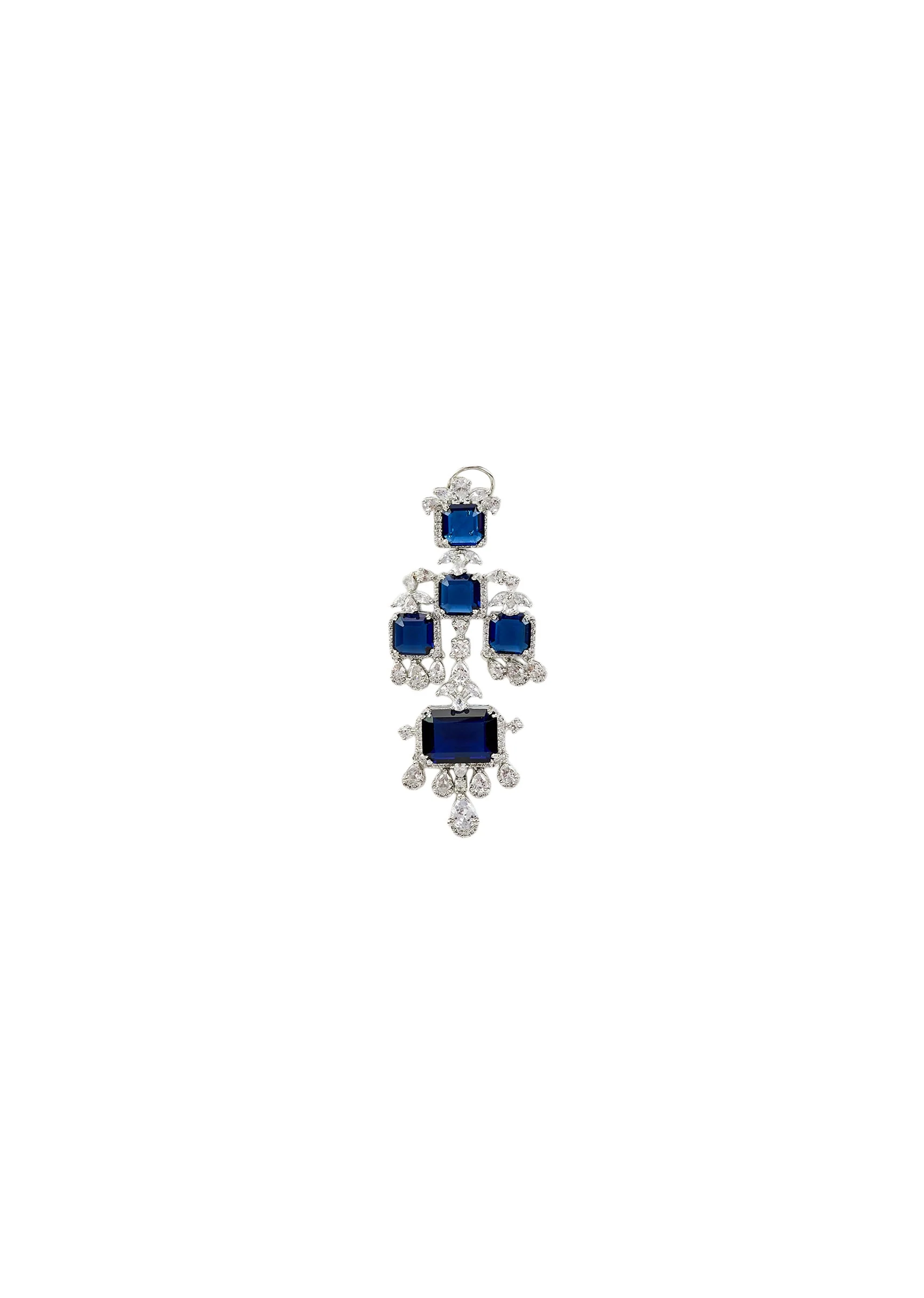 Silver Plated Blue Gemstone Dangler Earrings - Image 3