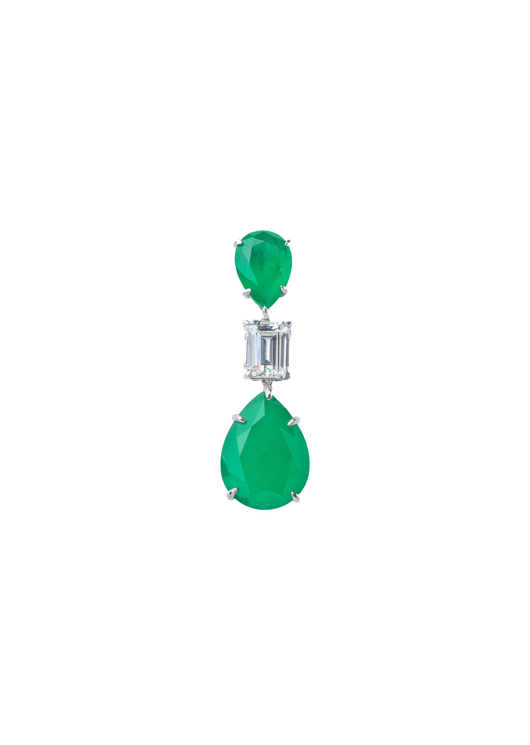Silver Plated Green Diamond Drop Earrings - Image 3