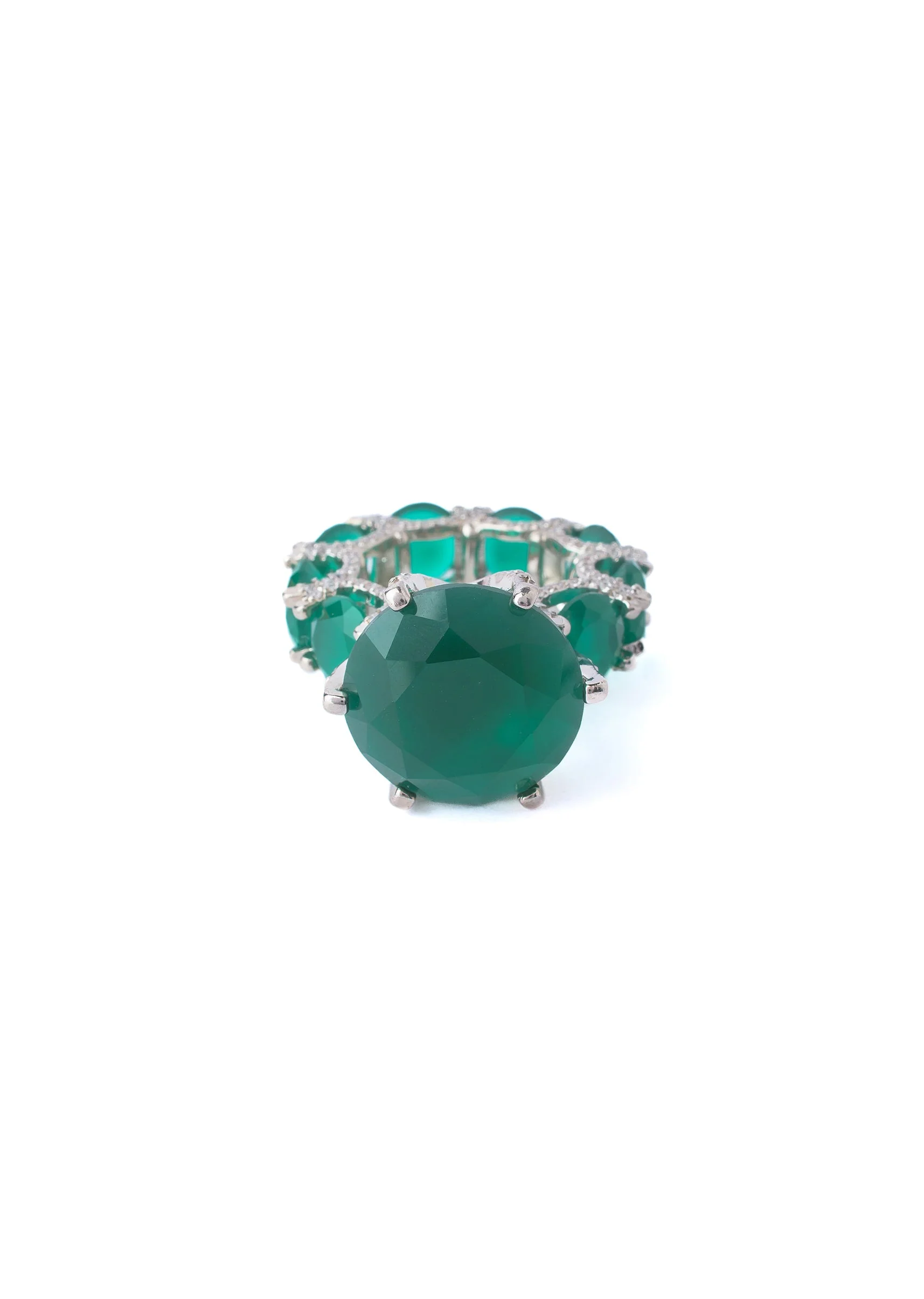 Silver Plated Green Diamond Ring - Image 2