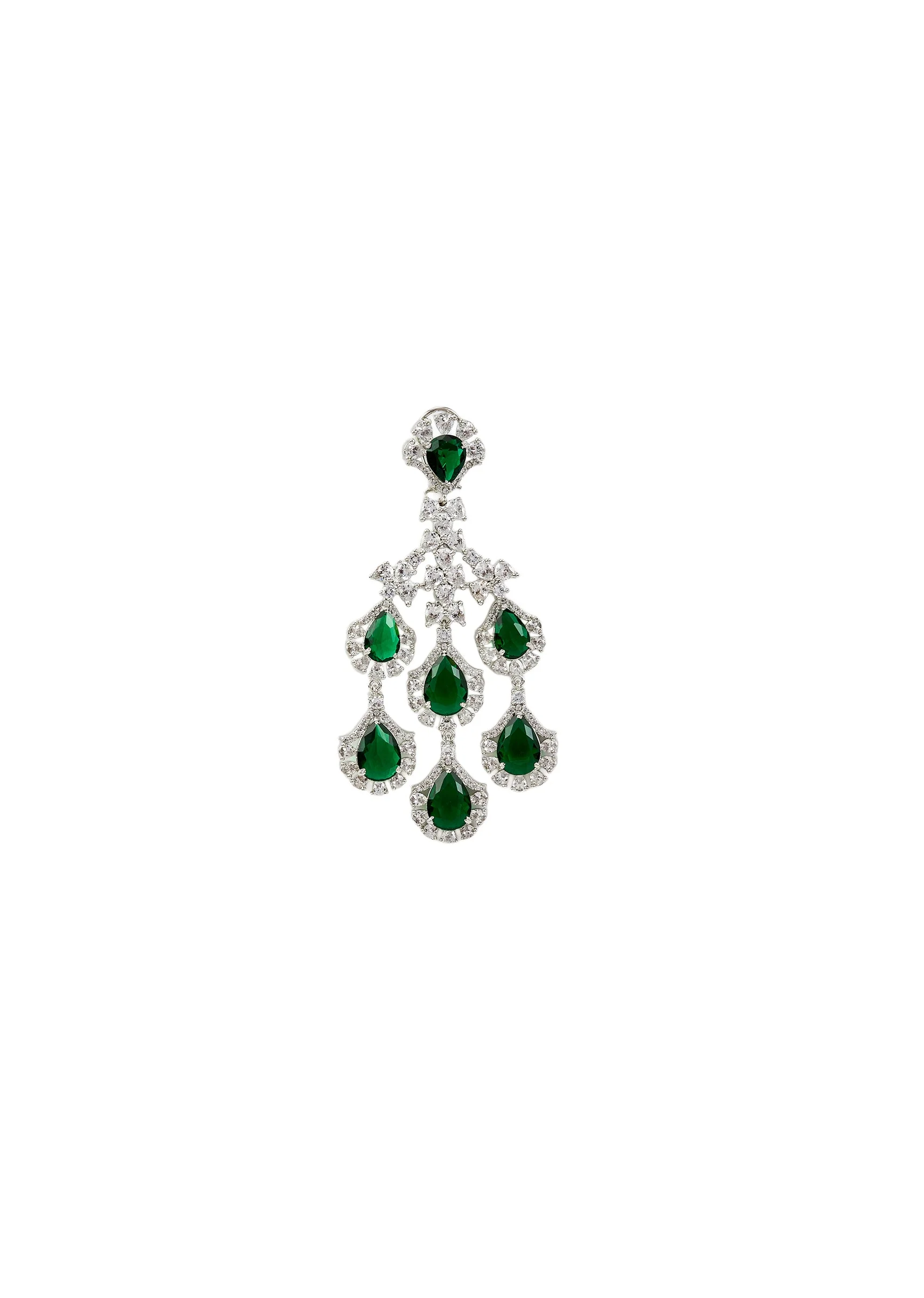 Silver Plated Green Zircon Drop Earrings - Image 3