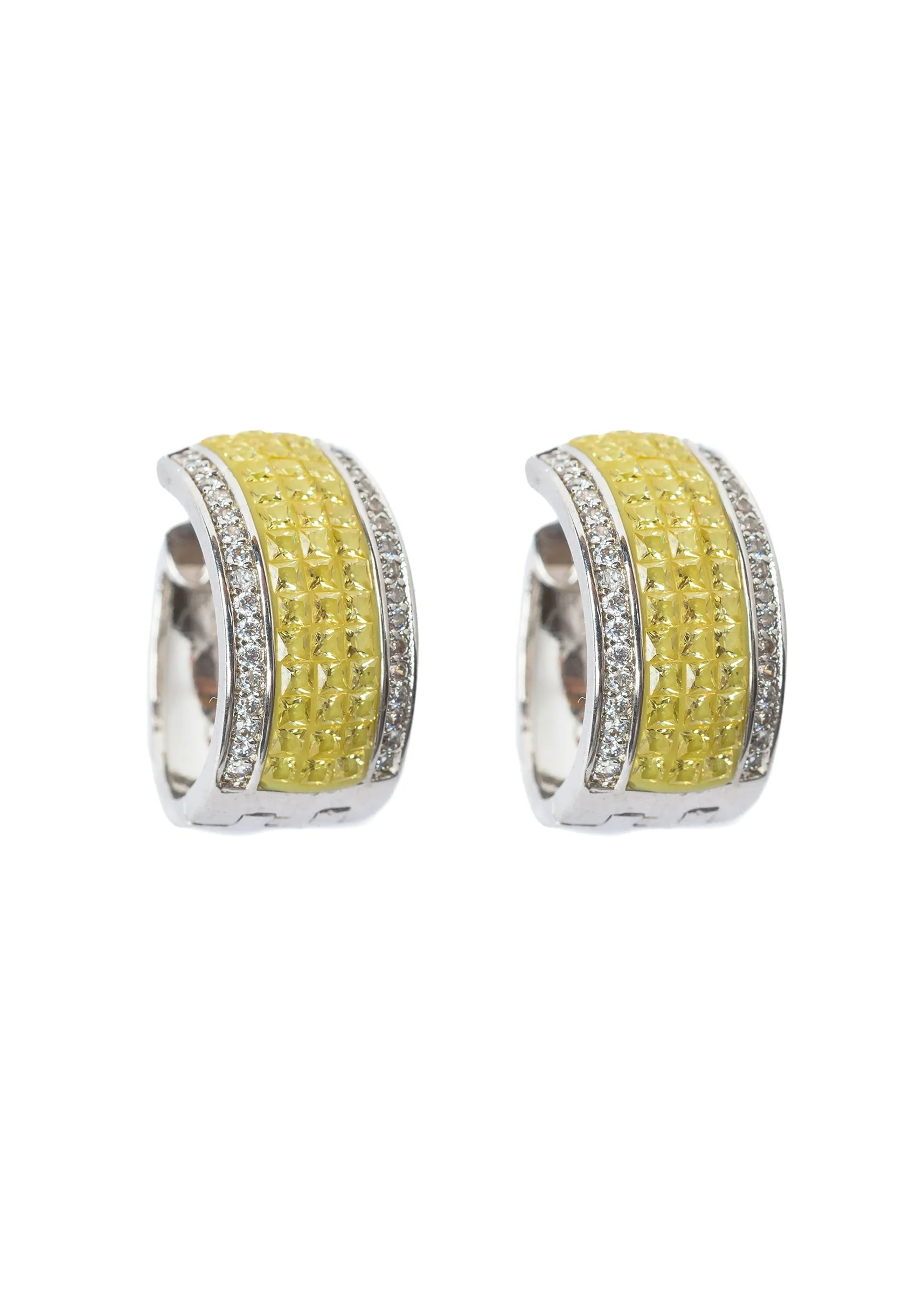 Silver Plated Yellow Hoop Earrings