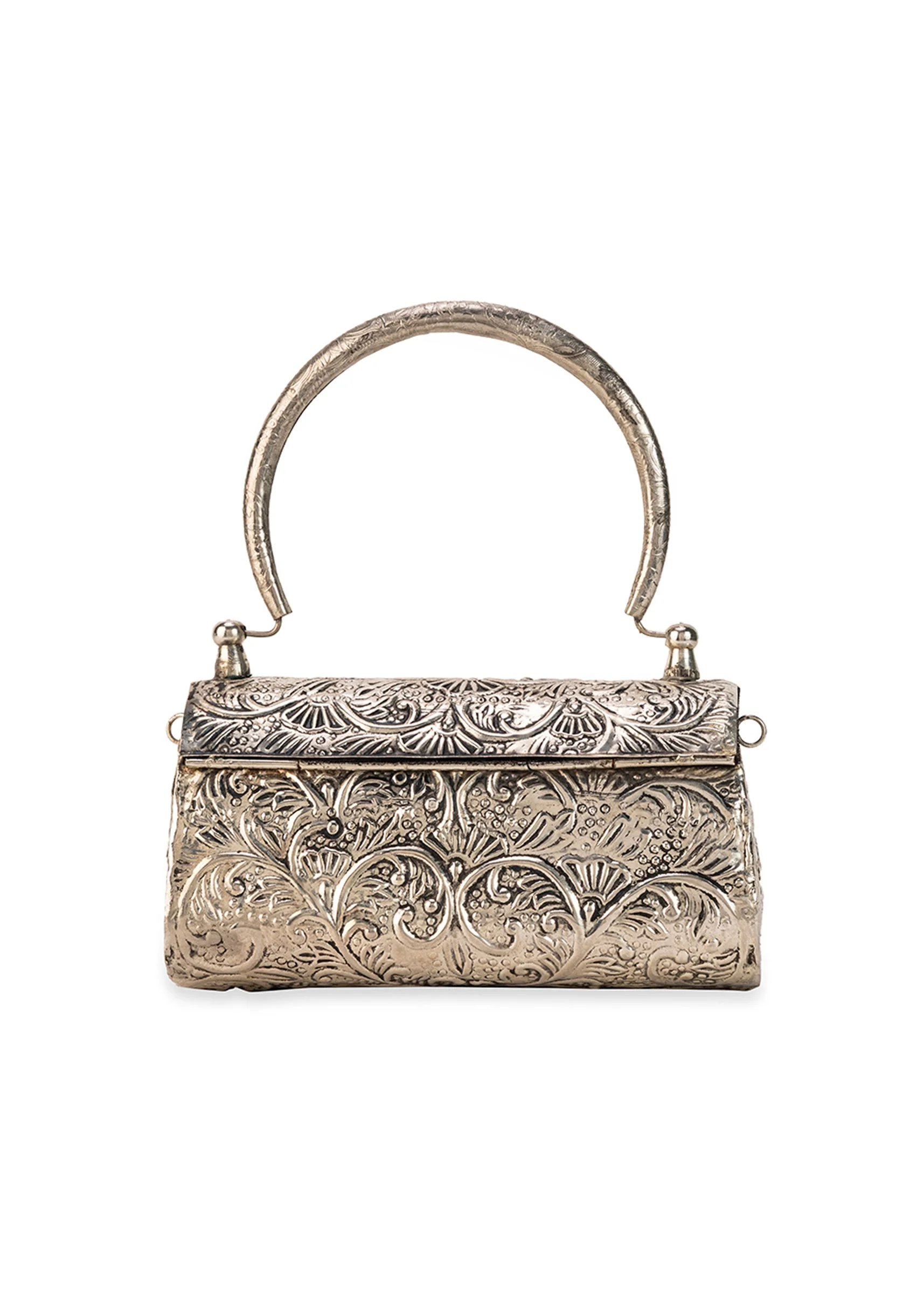 Silver Ruby Encrusted Metal Bag - Image 3