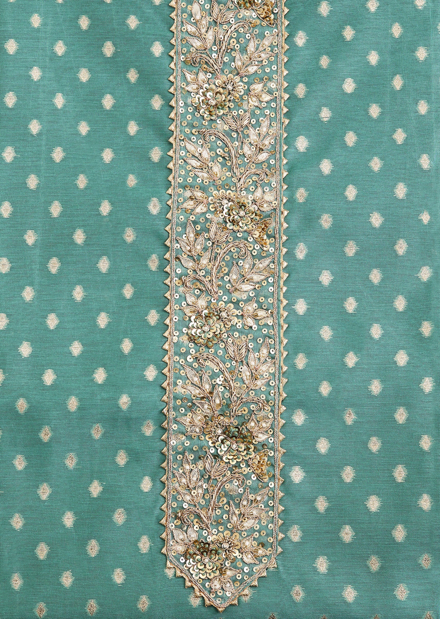 Soft Blue Embroidered Chanderi Unstitched Suit - Image 4