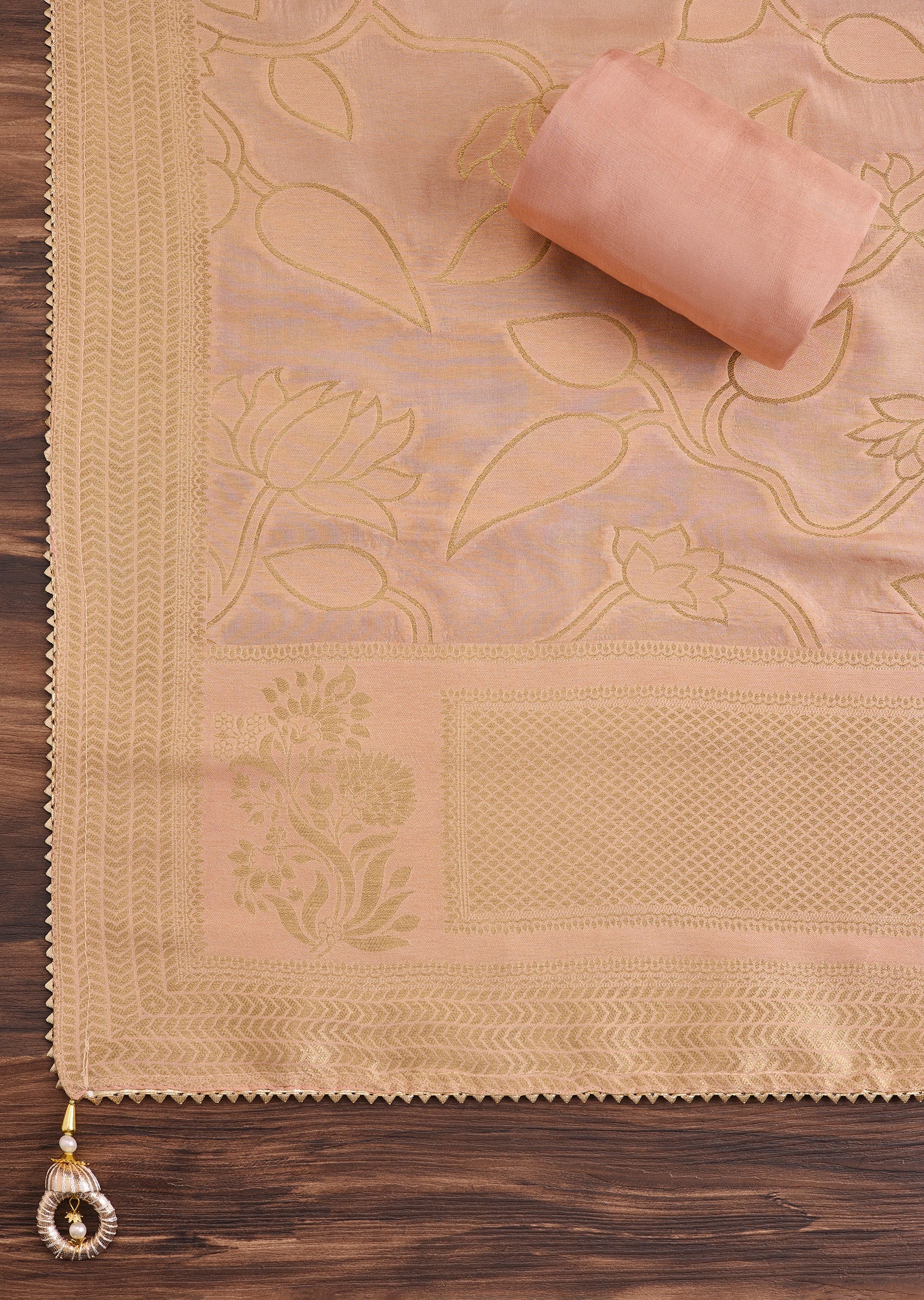 Soft Peach Embroidered Suit - Image 3