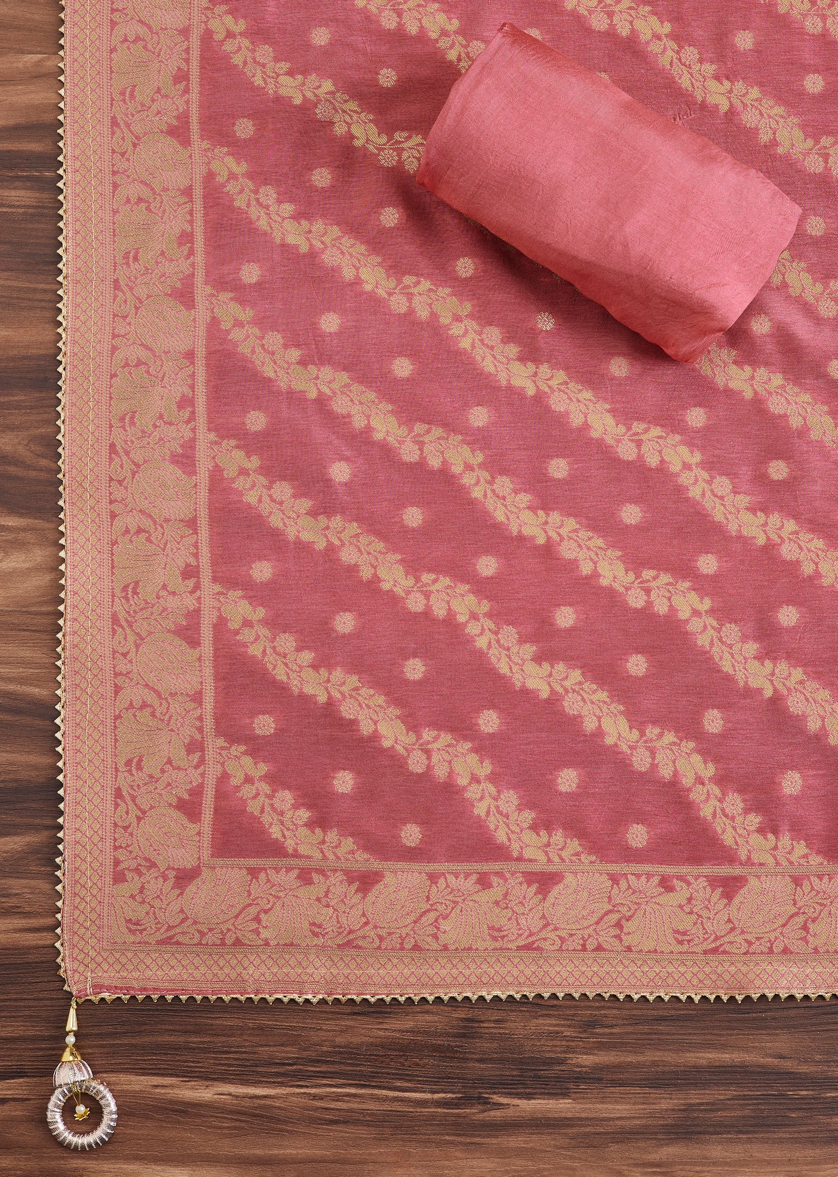 Soft Pink Embroidered Chanderi Suit - Image 3