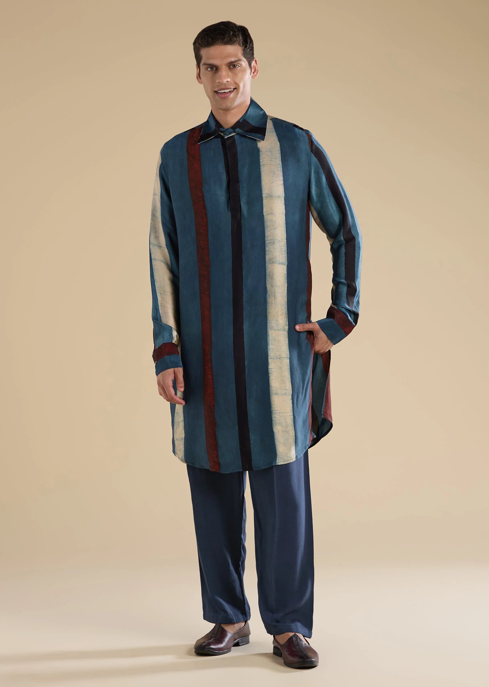 Stripe Indigo Kurta Set