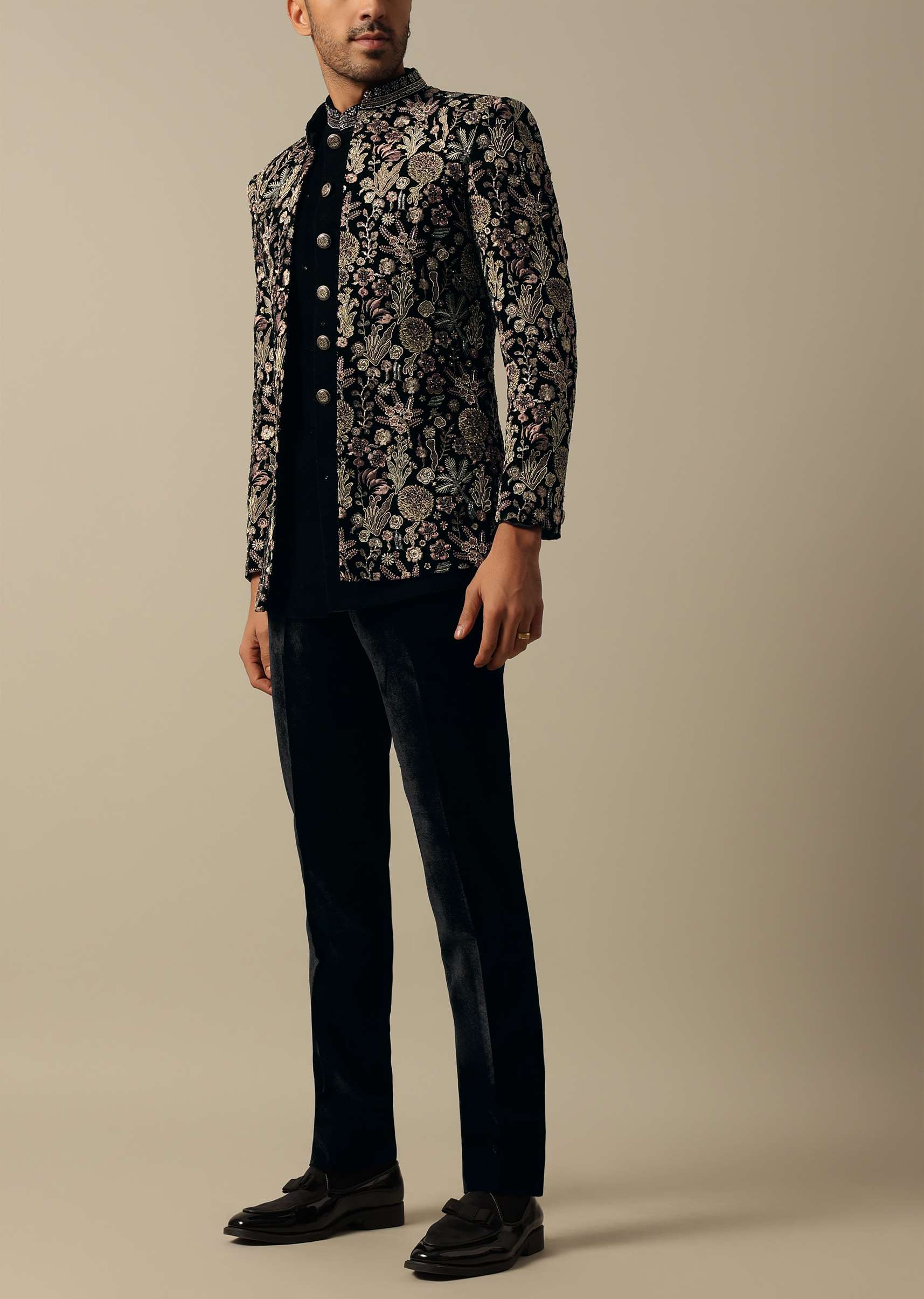 Stylish Black Indowestern Set For Men - Image 3