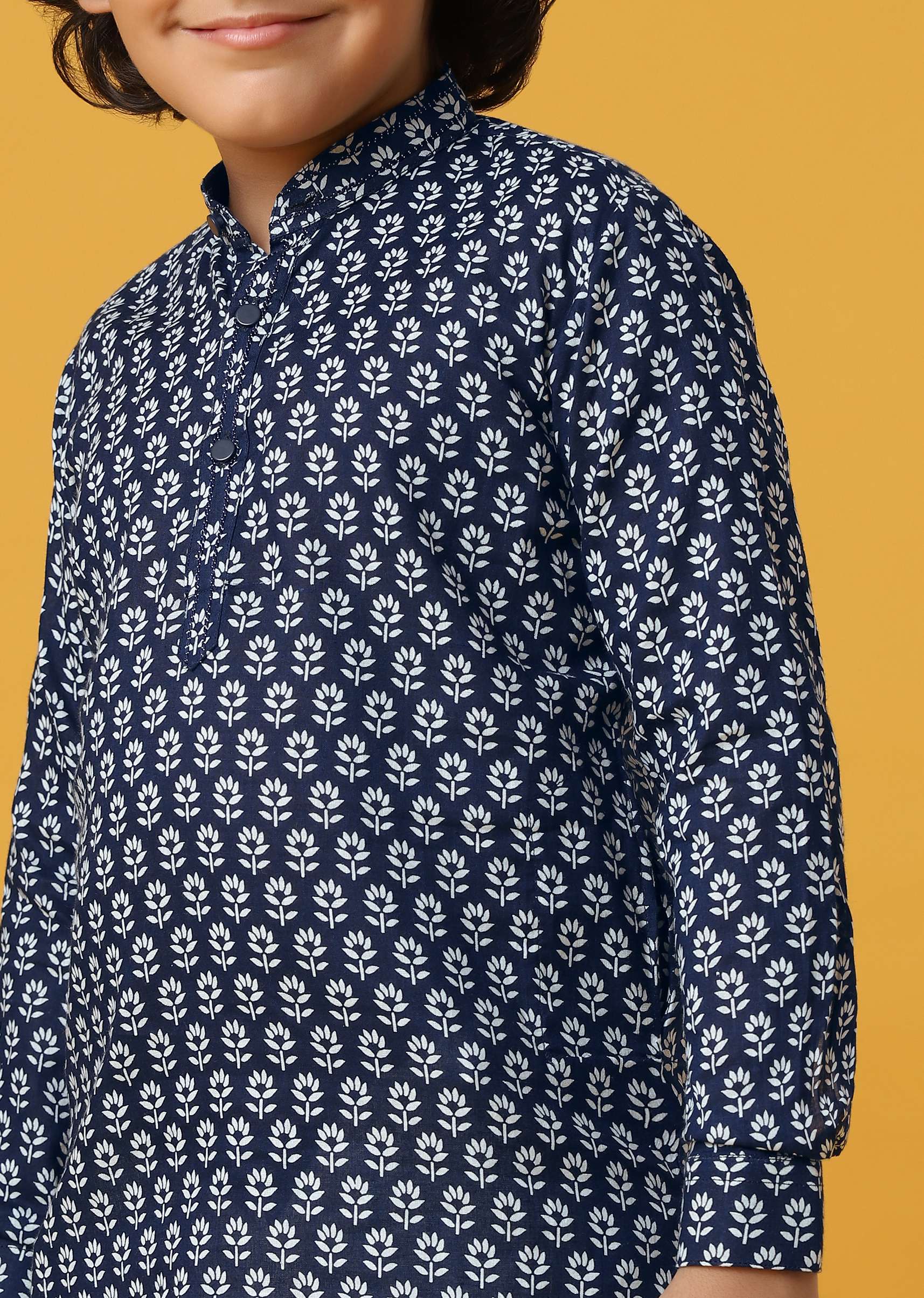 Stylish Blue Silk Kurta Set For Boys - Image 4