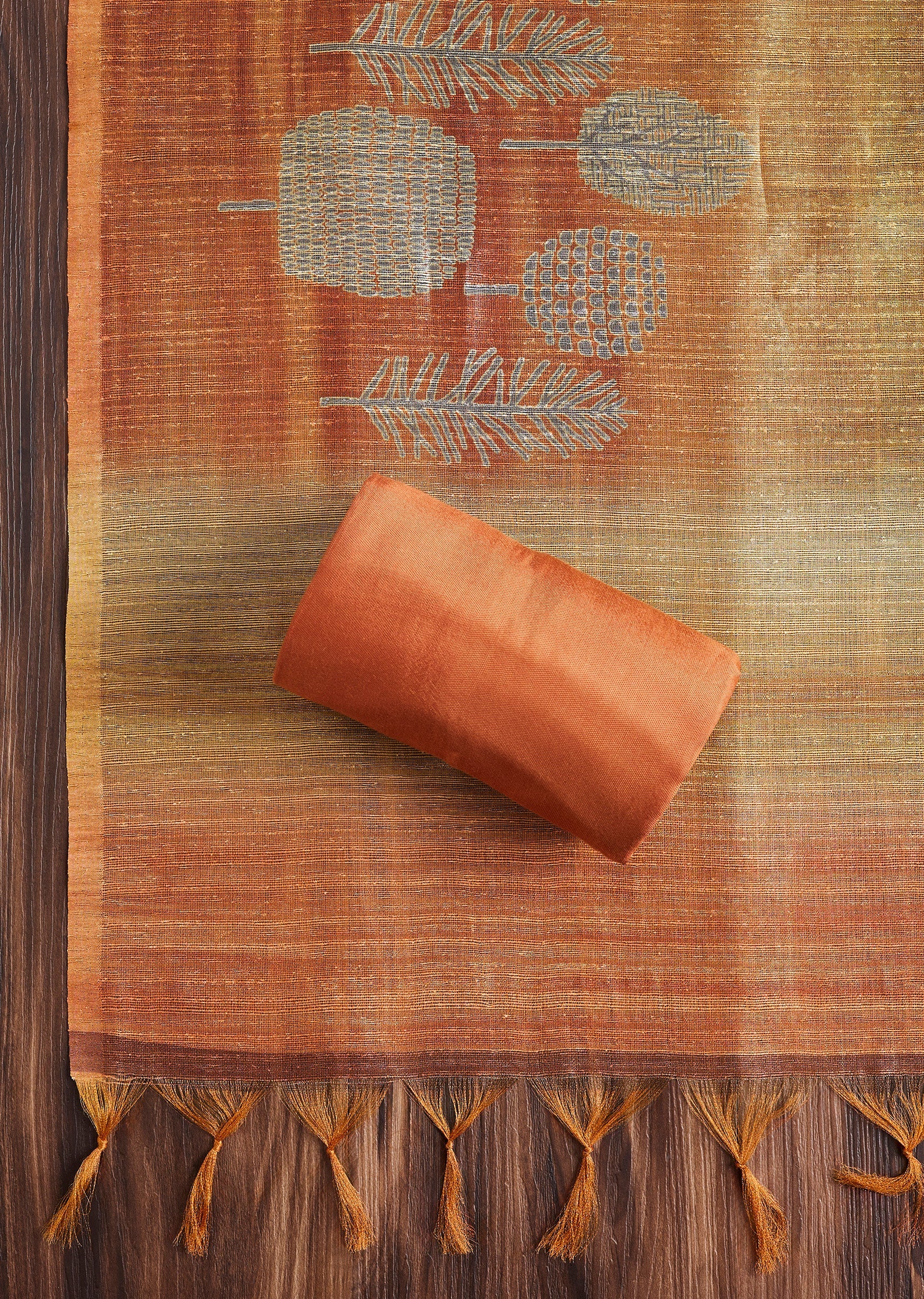 Sunset Orange Dola Silk Unstitched Suit Set - Image 4