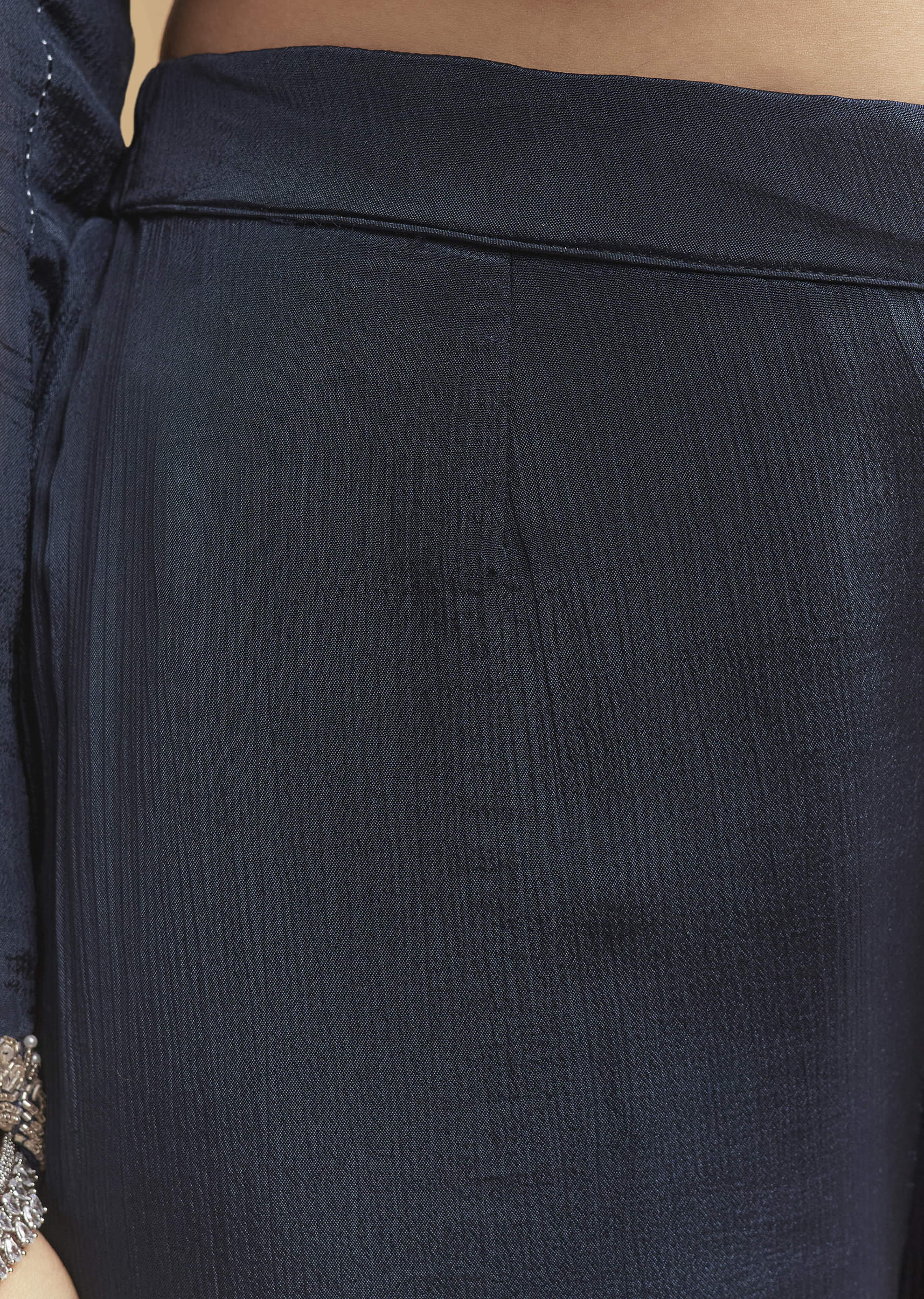 Teal Blue Chinon Sharara Suit With Heavy Hand Embroidery - Image 6
