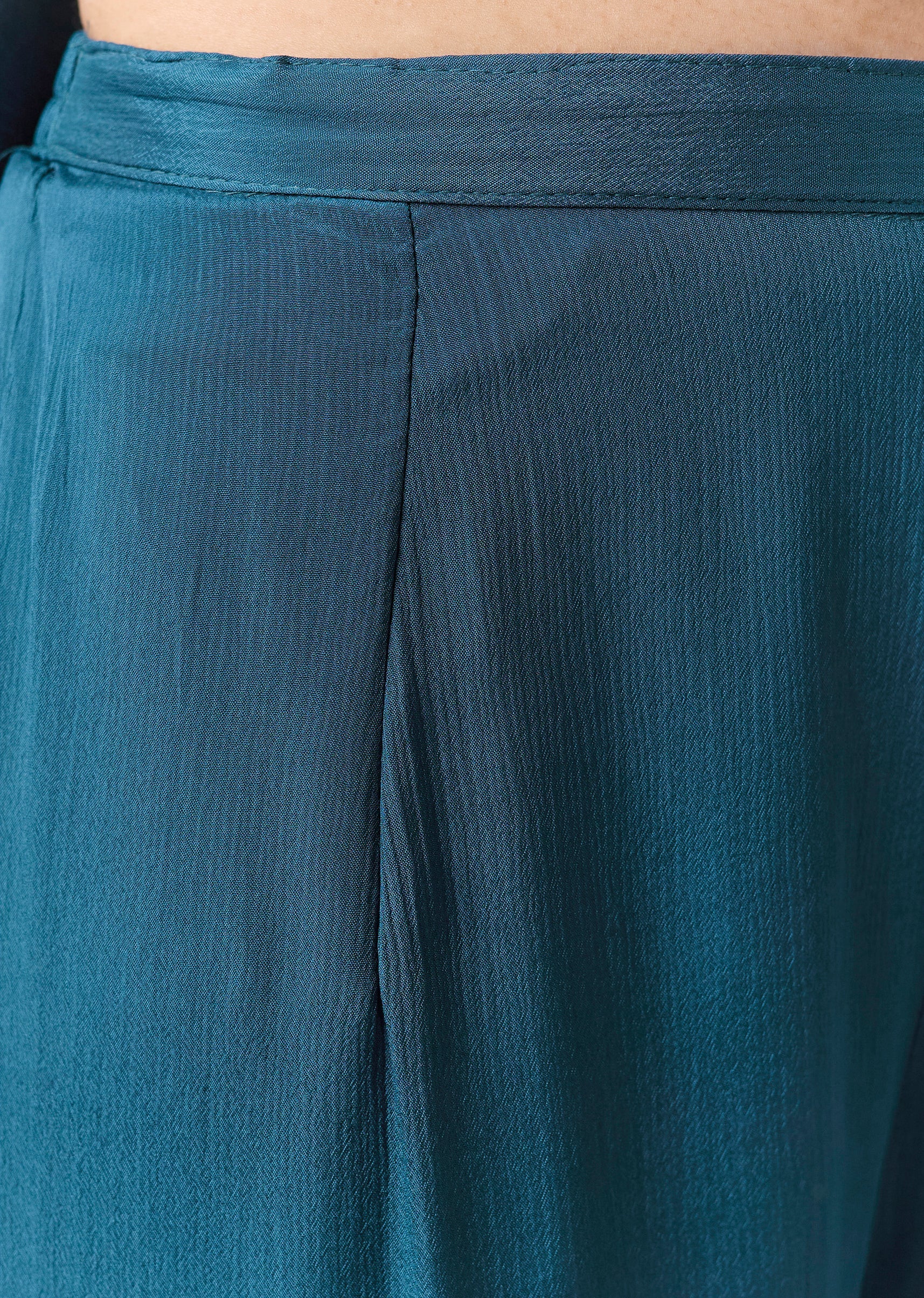 Teal Blue Embellished Palazzo Suit Set With Dupatta - Image 6