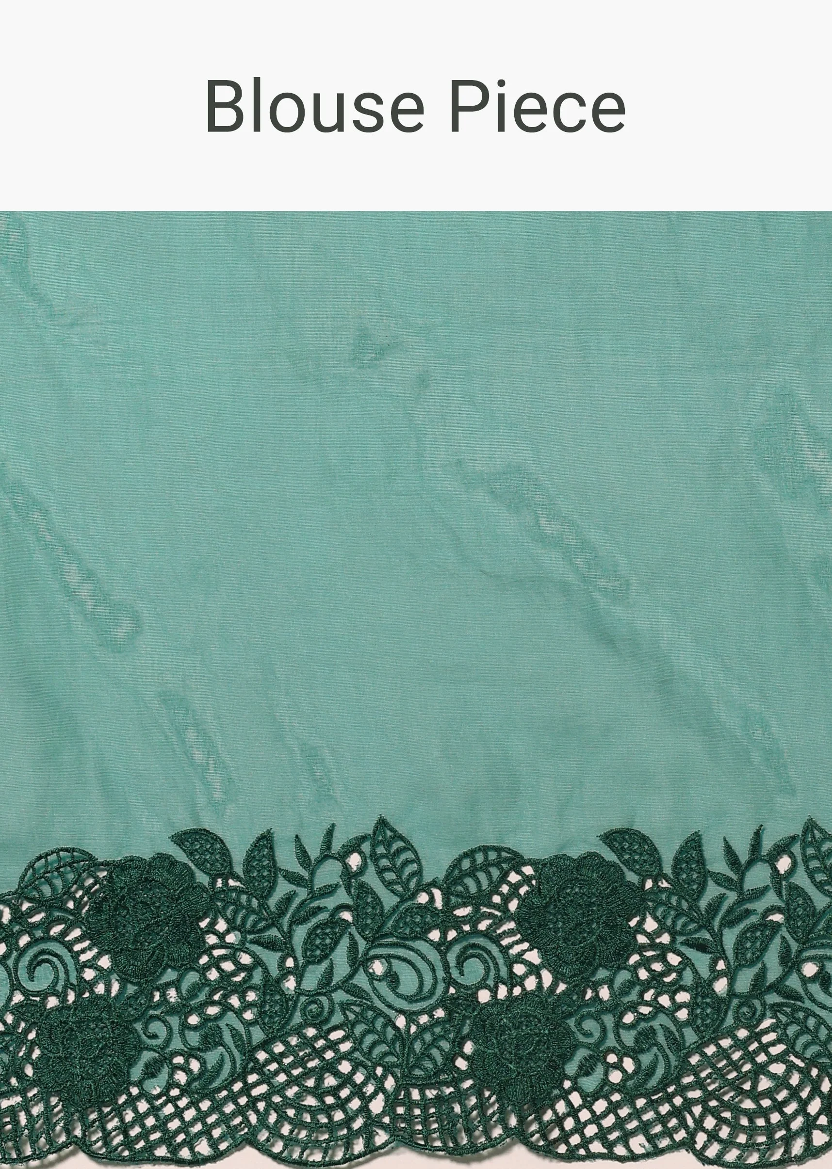 Teal Green Organza Saree With Unstitched Blouse - Image 10