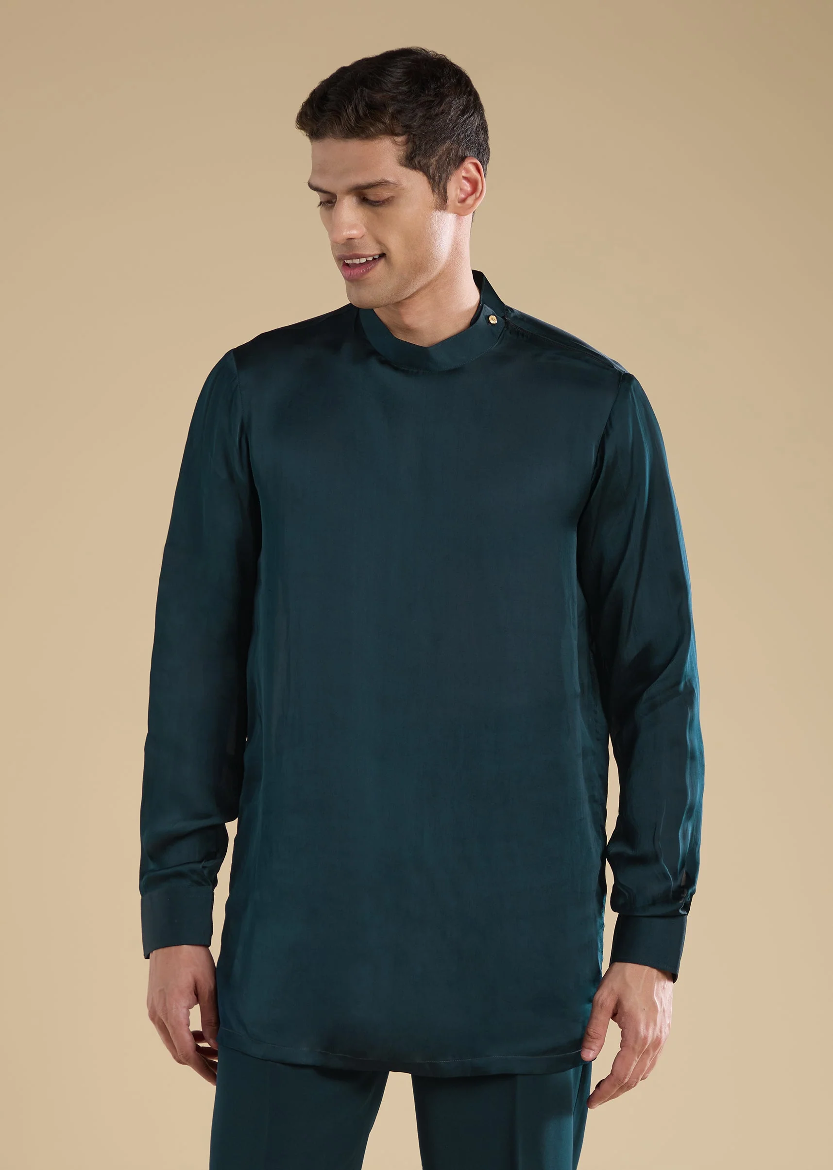 Teal Tuxedo Set With Shirt And Trousers - Image 6