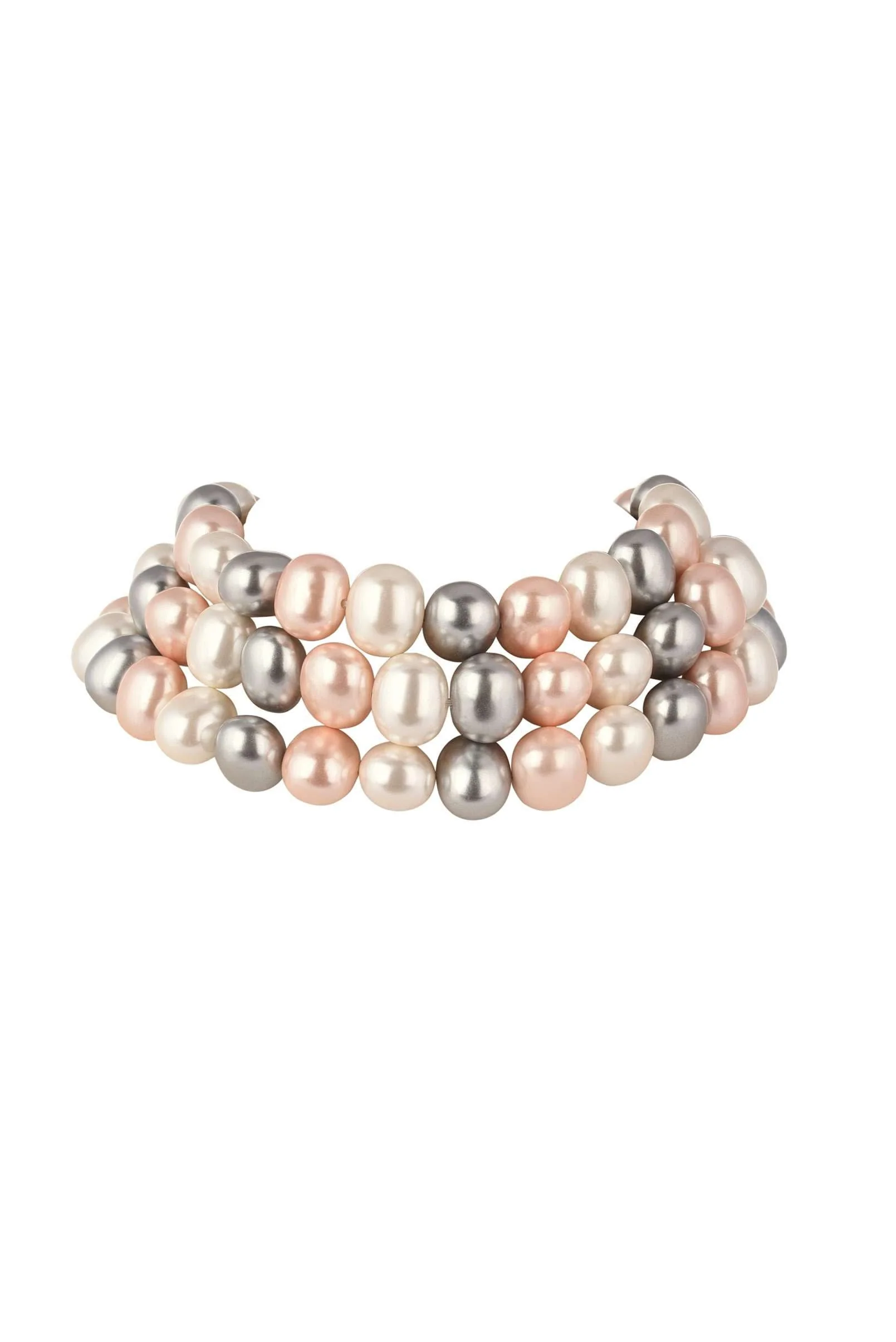 Three layered Mother Of Pearl Choker In Mix Metal - Image 4