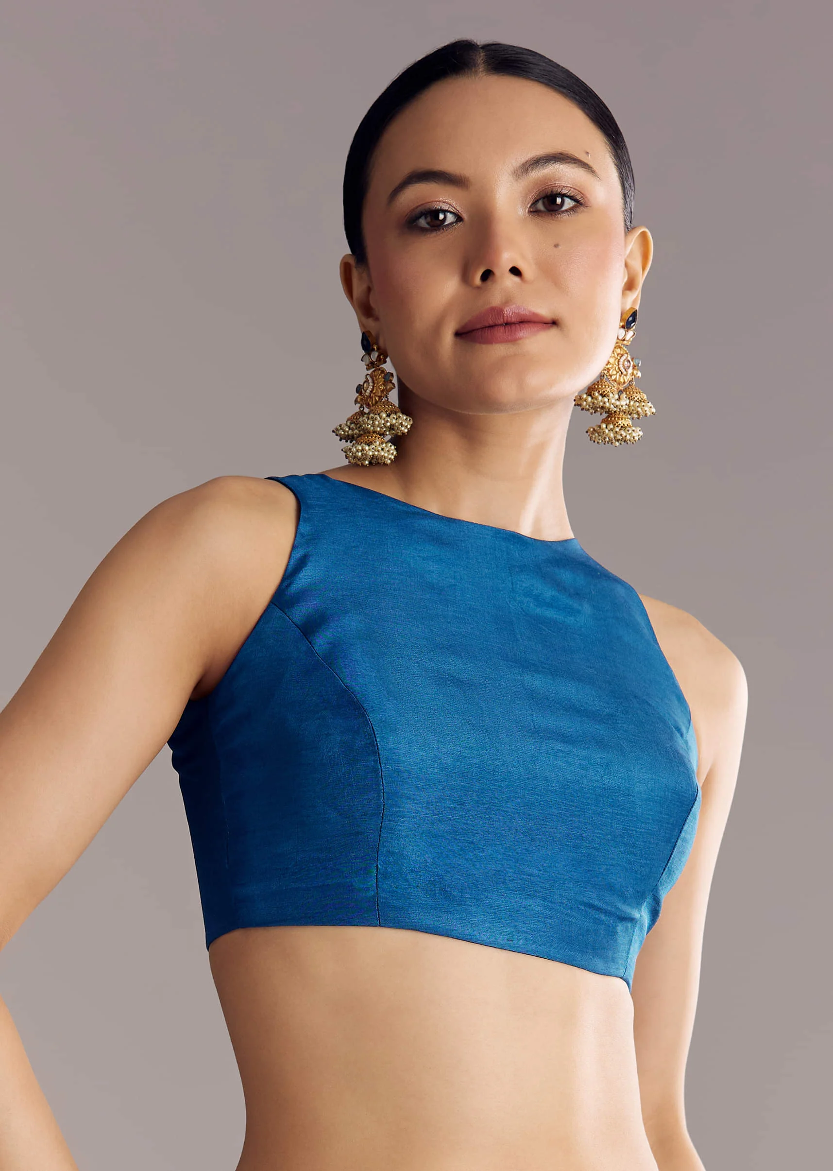 Turquoise Blue Woven Saree - Image 7