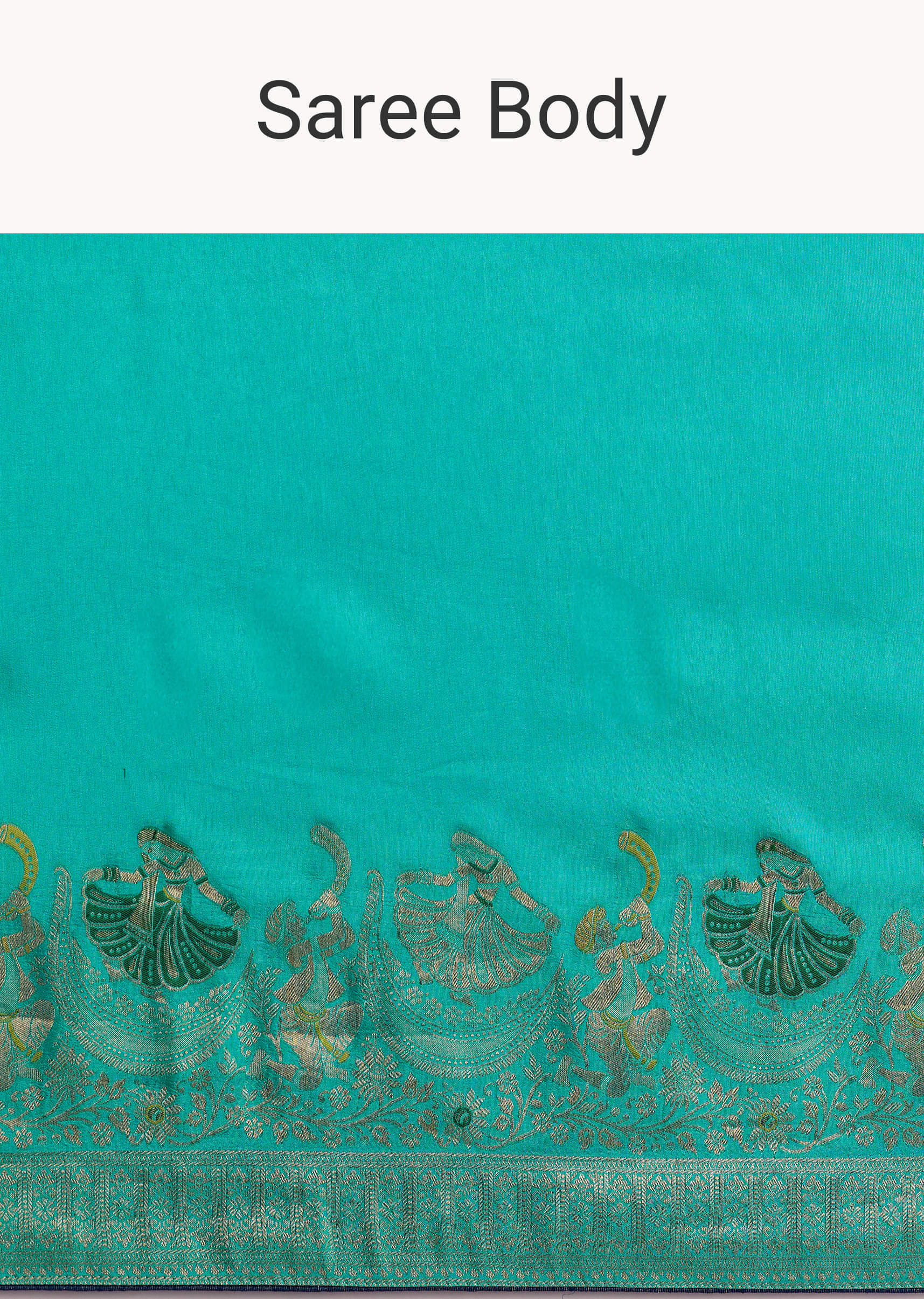 Turquoise Blue Woven Saree - Image 9