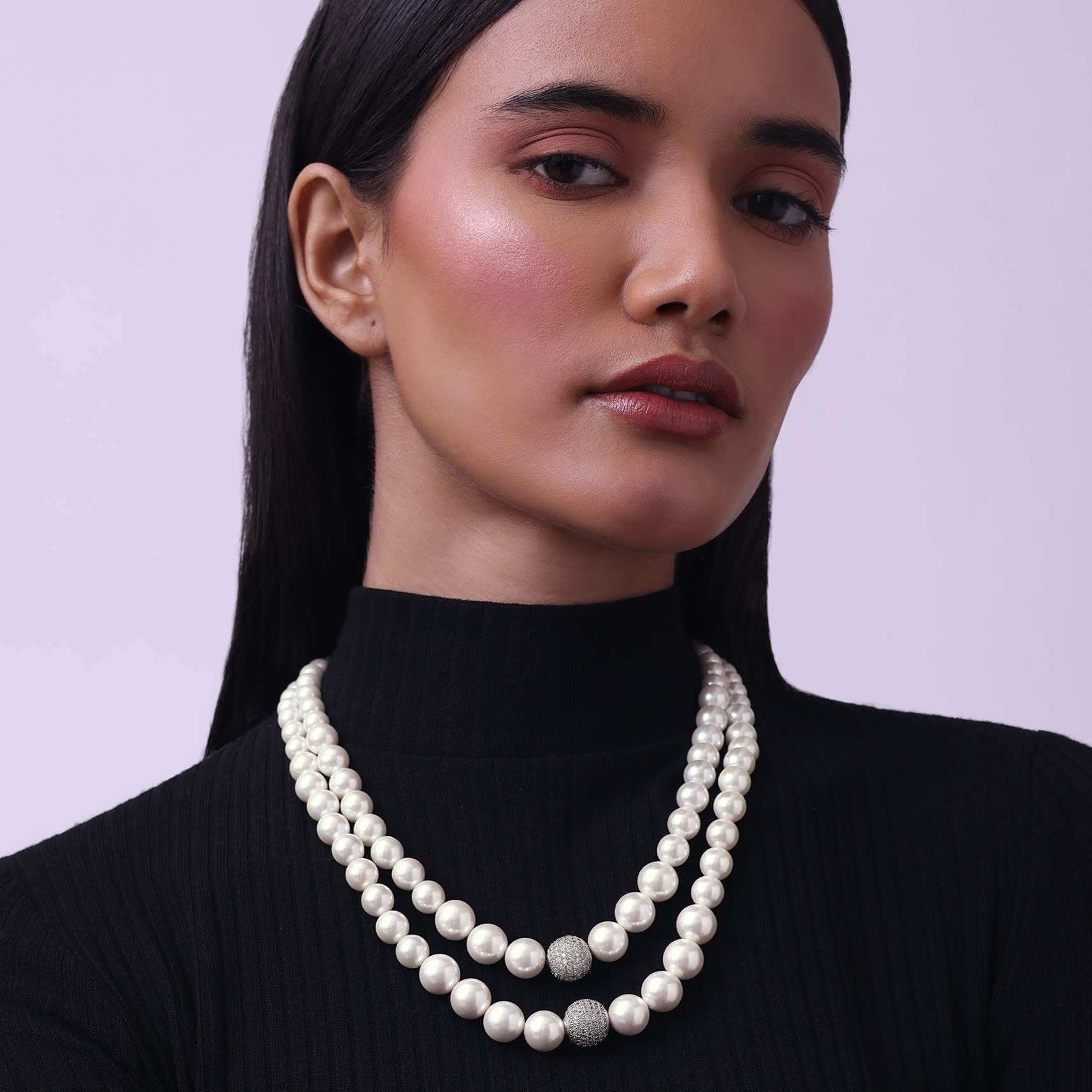 Two Layered Pearl Mala With A Zircon Bead In The Middle - Image 2