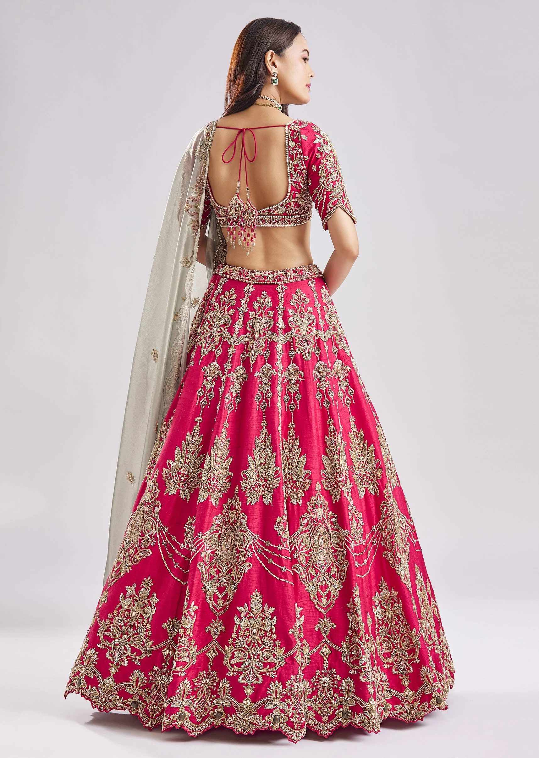 Two Tone Dupatta Pink Bridal Set - Image 3
