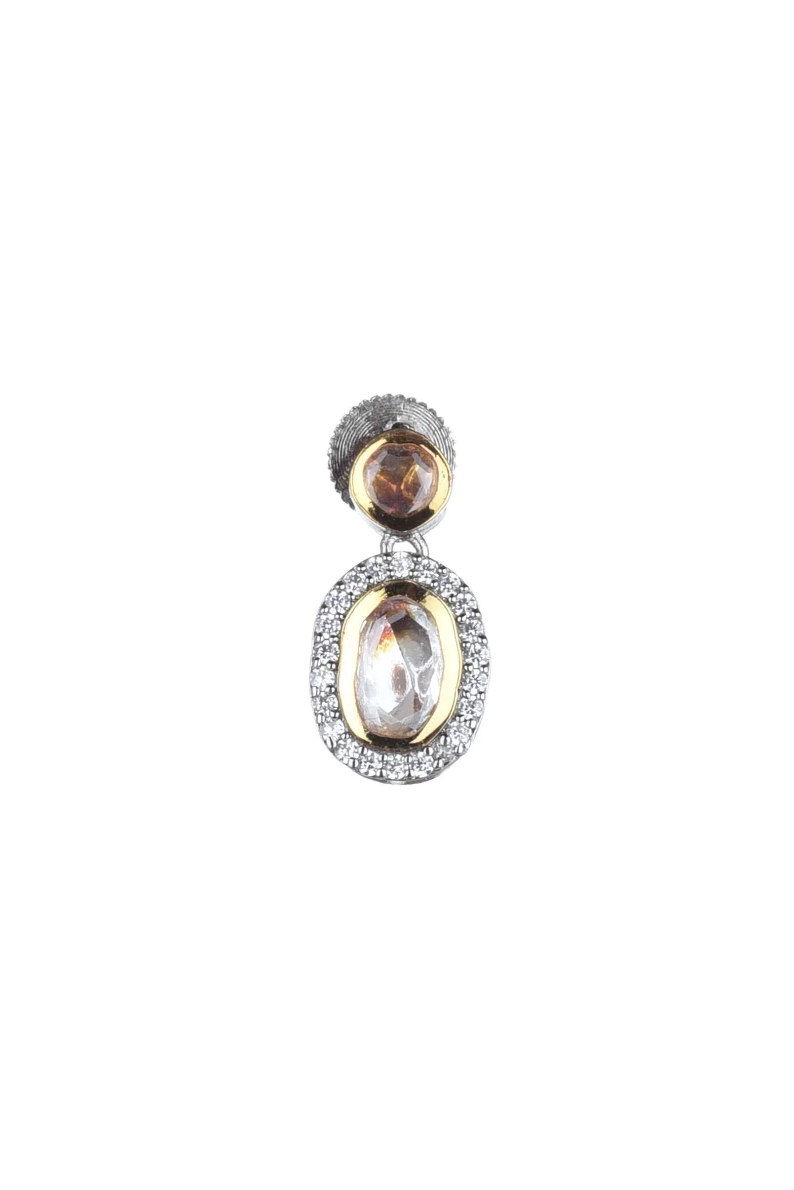 Two Tone Moissanite Kundan Short Necklace Set In Mix Metal - Image 5