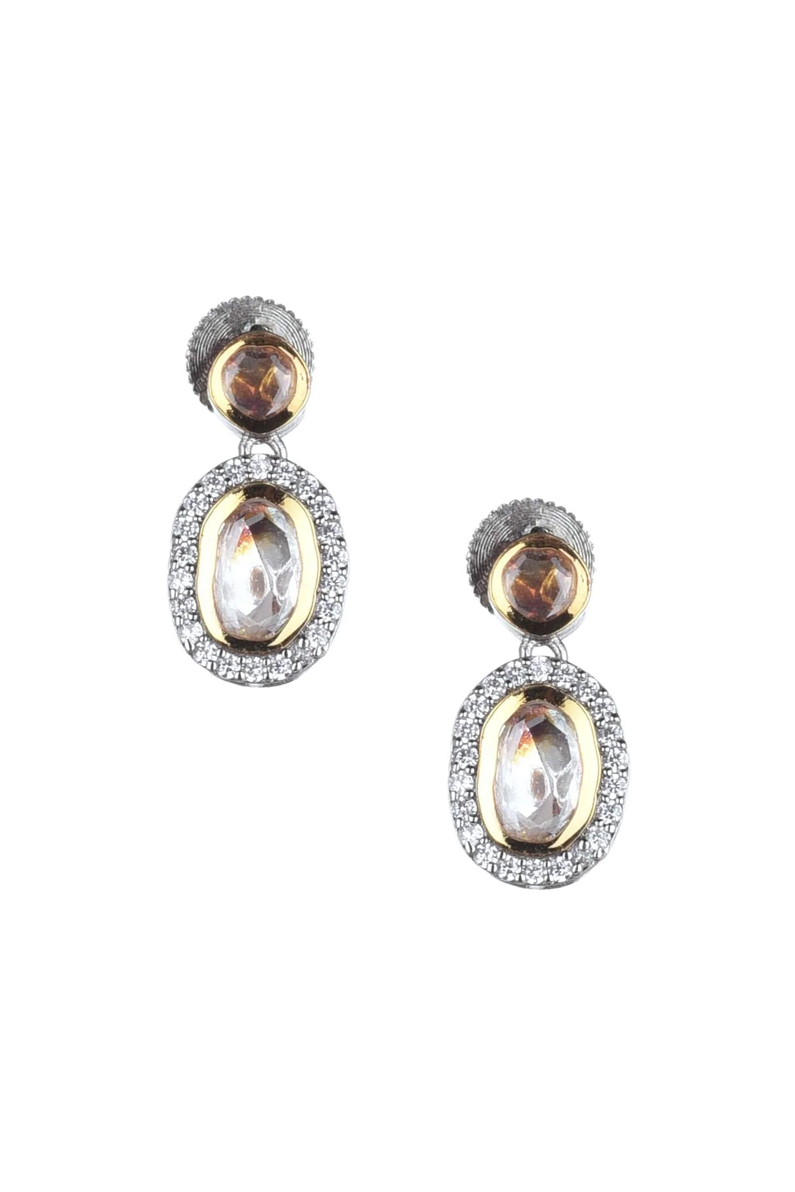 Two Tone Moissanite Kundan Short Necklace Set In Mix Metal - Image 6