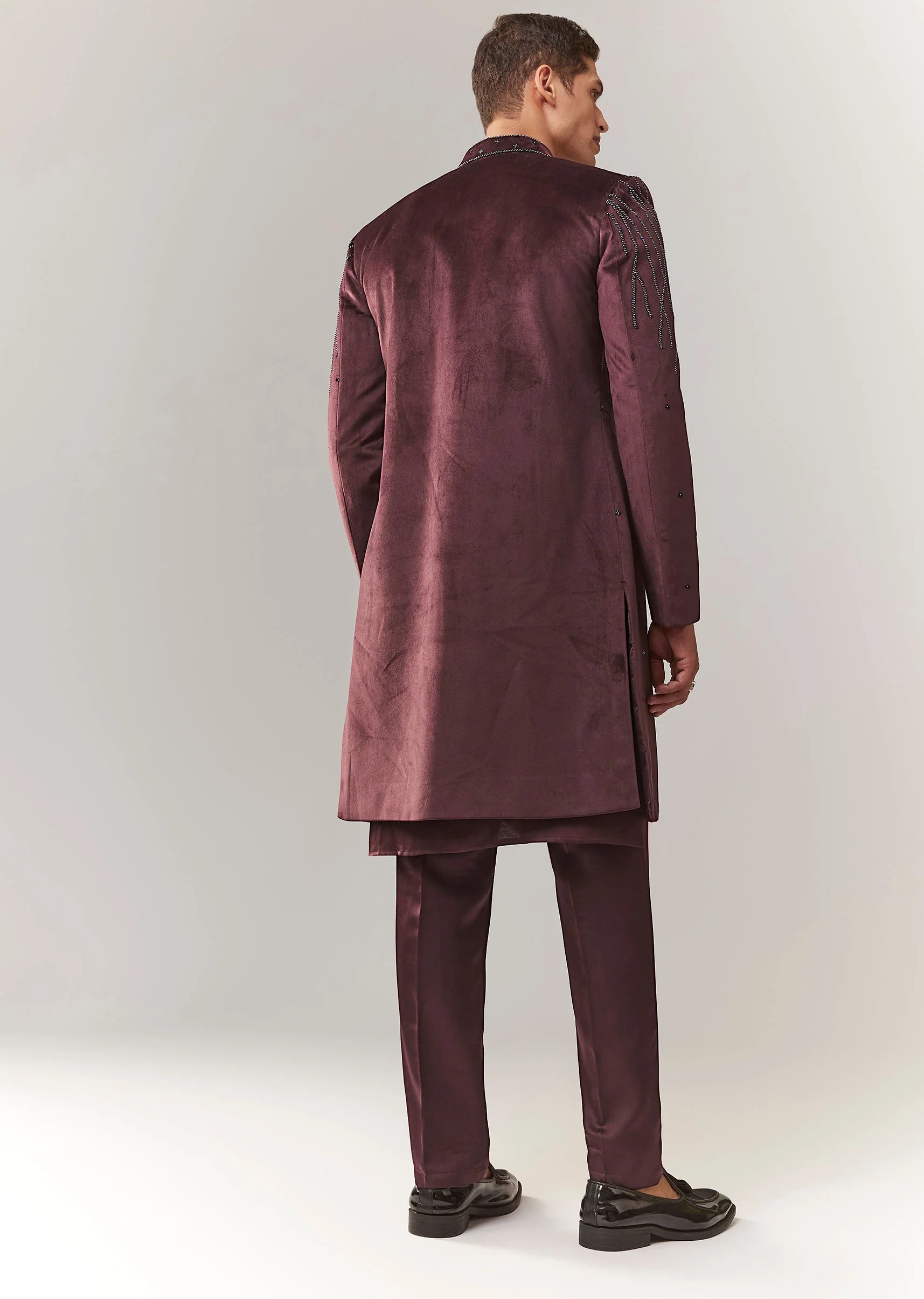 Velvet Indo Western Set With Bead Detailing - Image 5