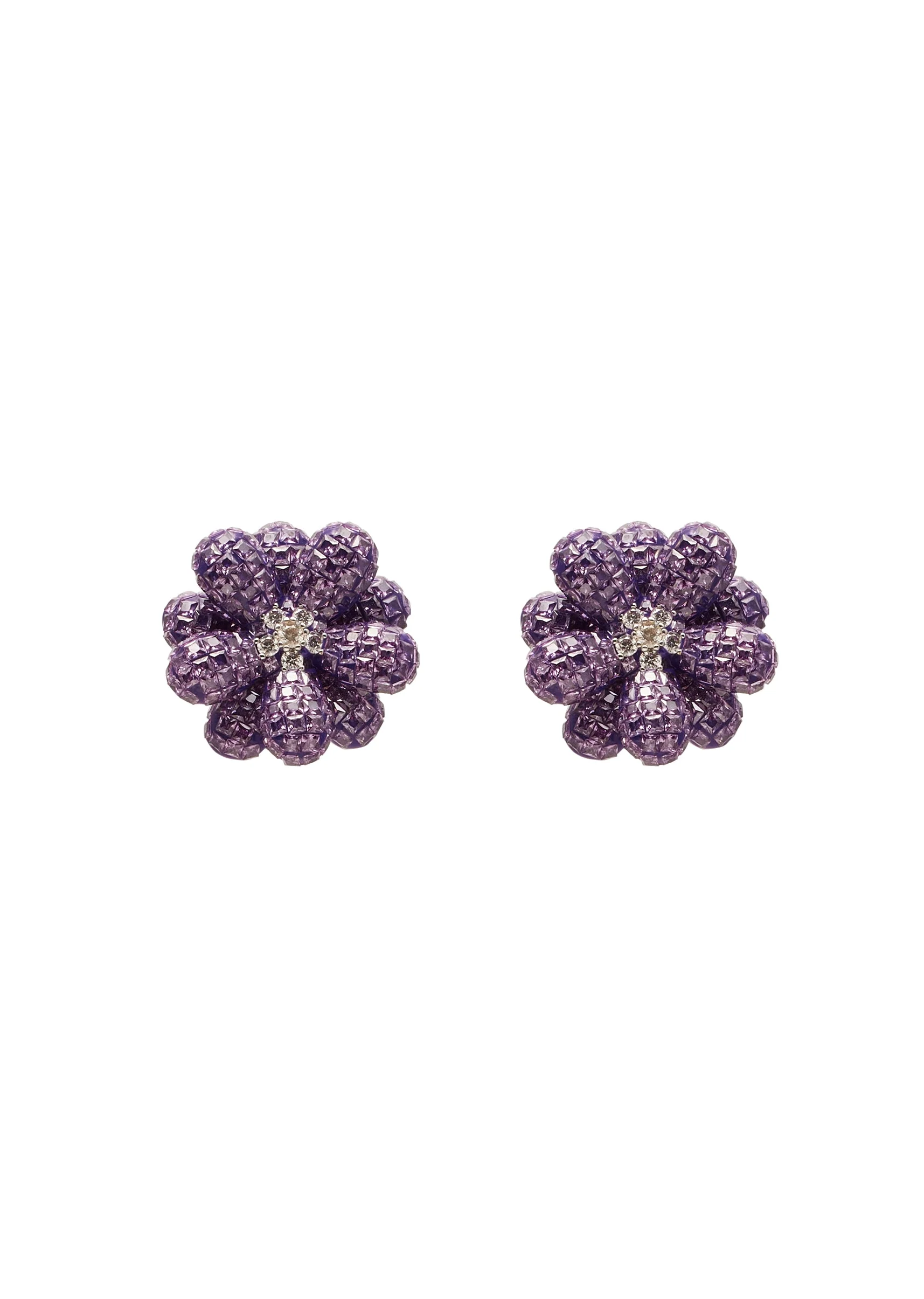 Violet Floral Statement Earrings - Image 2