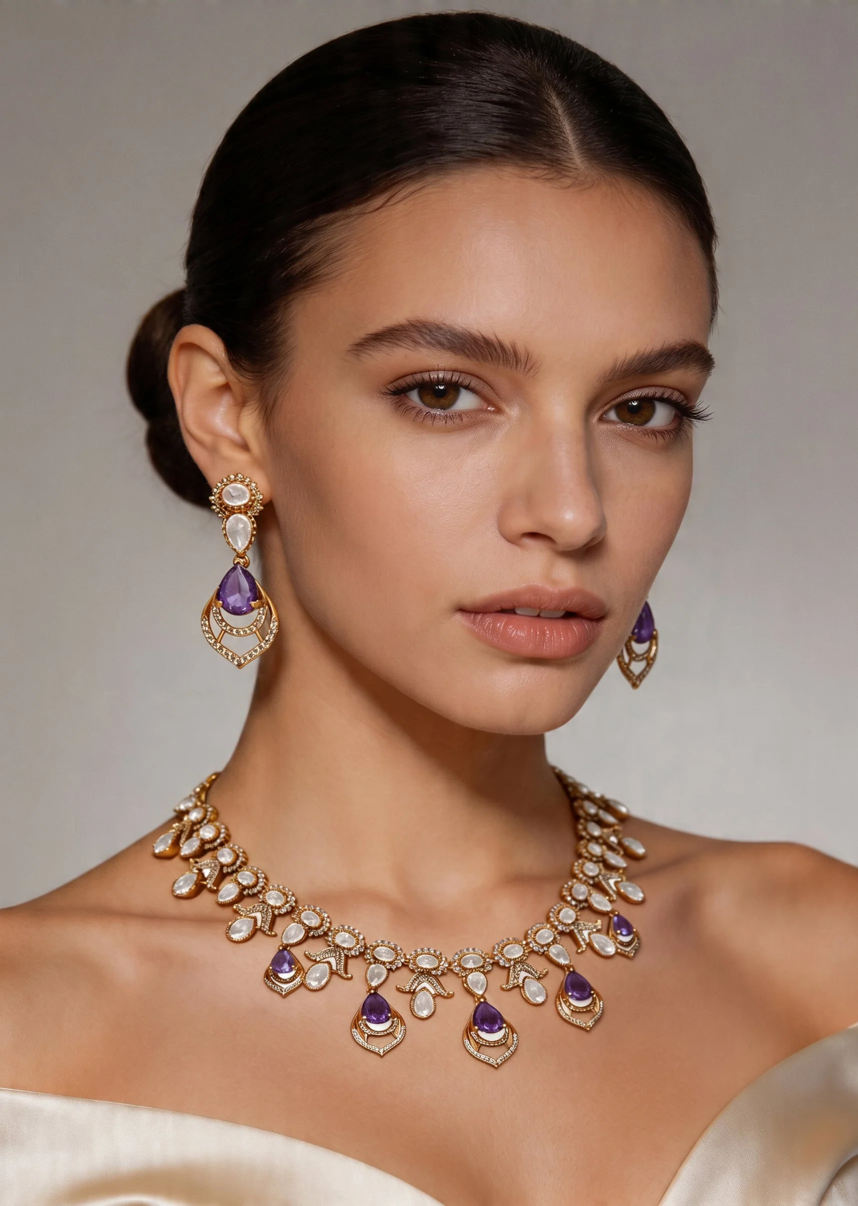 Violet Gold Festive Necklace Set