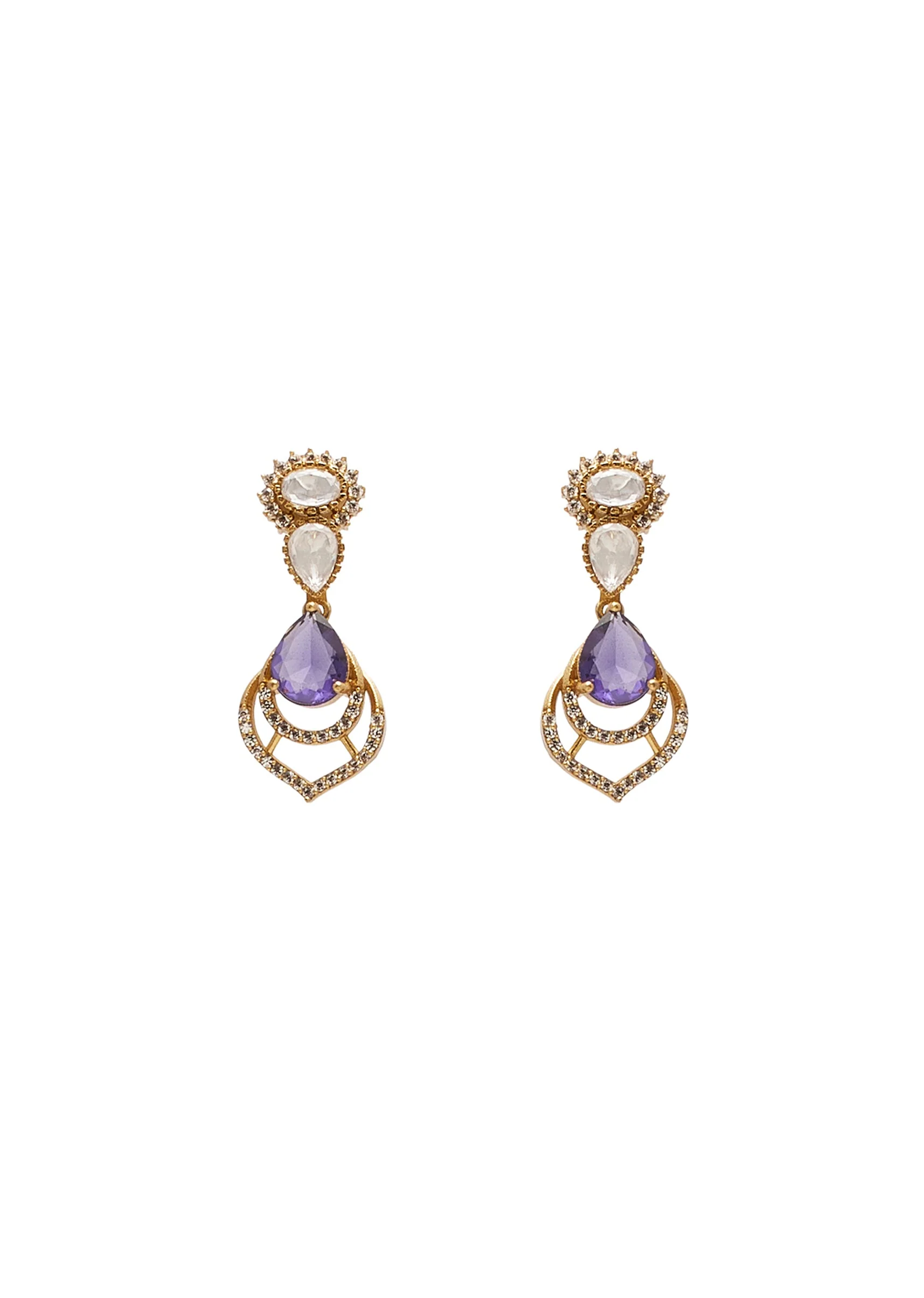 Violet Gold Festive Necklace Set - Image 4