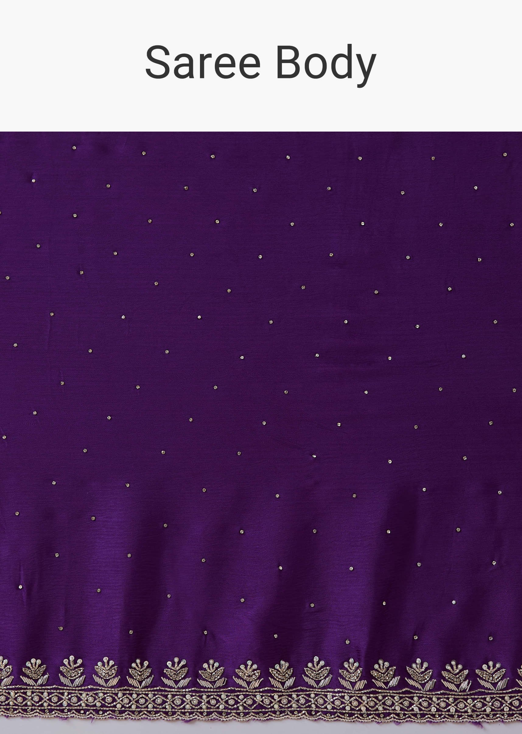 Violet Stone Embellished Saree with Unstitched Blouse - Image 10
