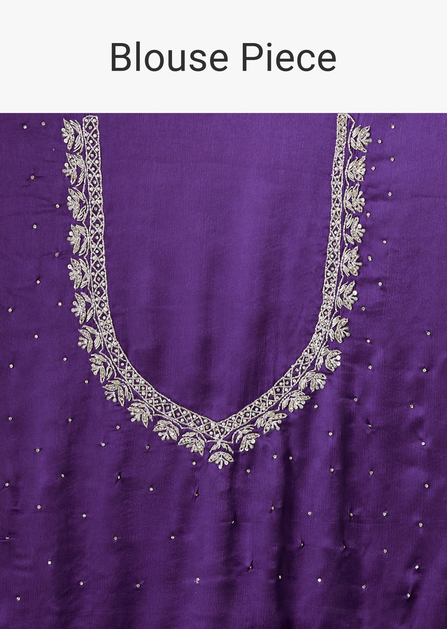Violet Stone Embellished Saree with Unstitched Blouse - Image 9