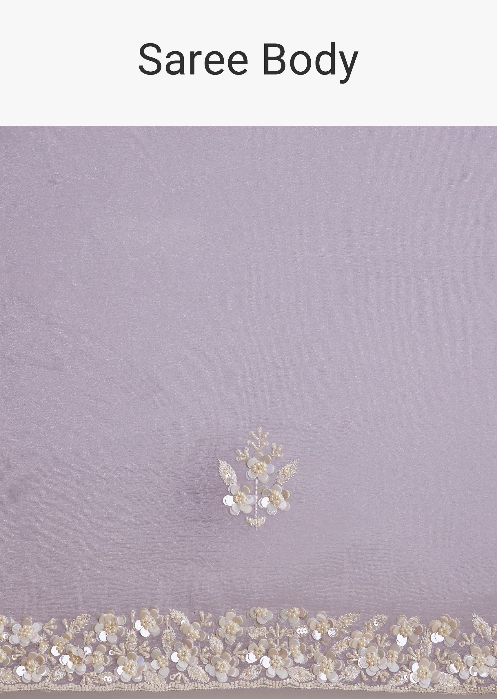 Violet Tissue Saree With Floral Embroidery And Scallop Border - Image 9