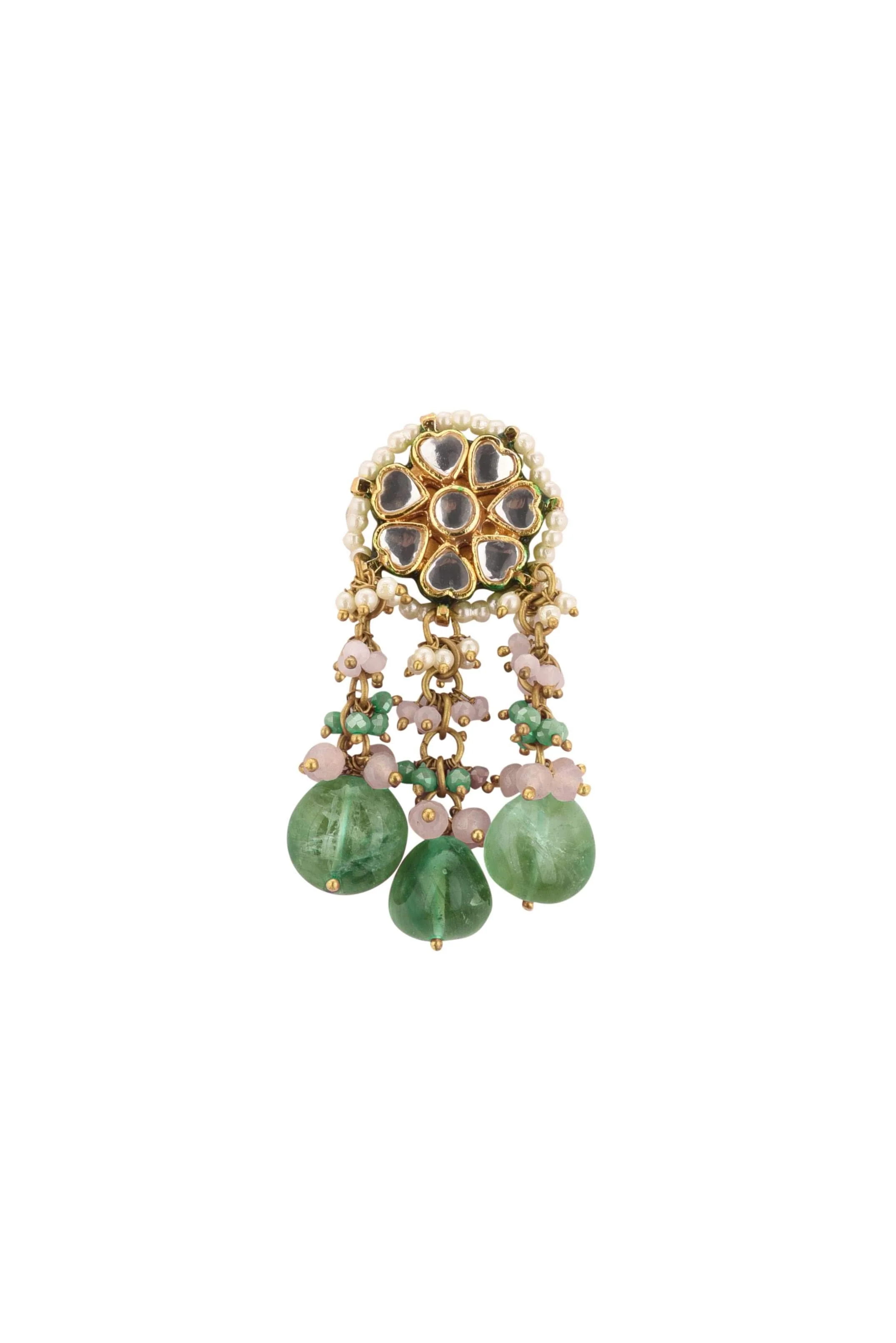 Voilet Toned Gold-Finish Kundan Choker Necklace Set With Colourful Meenakari Work In Mix Metal - Image 12