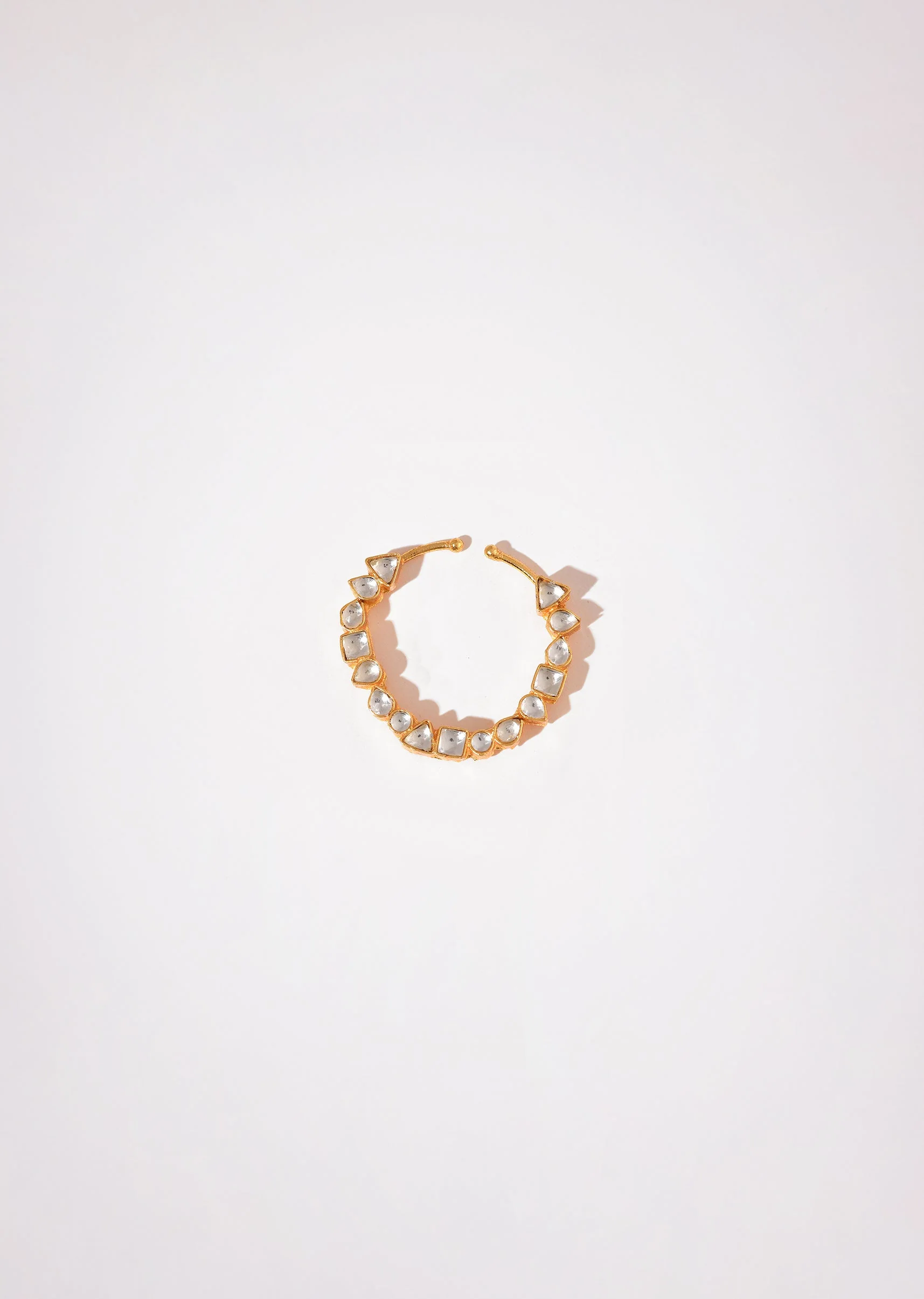 White and Gold Kundan Geometric Nath - Image 2