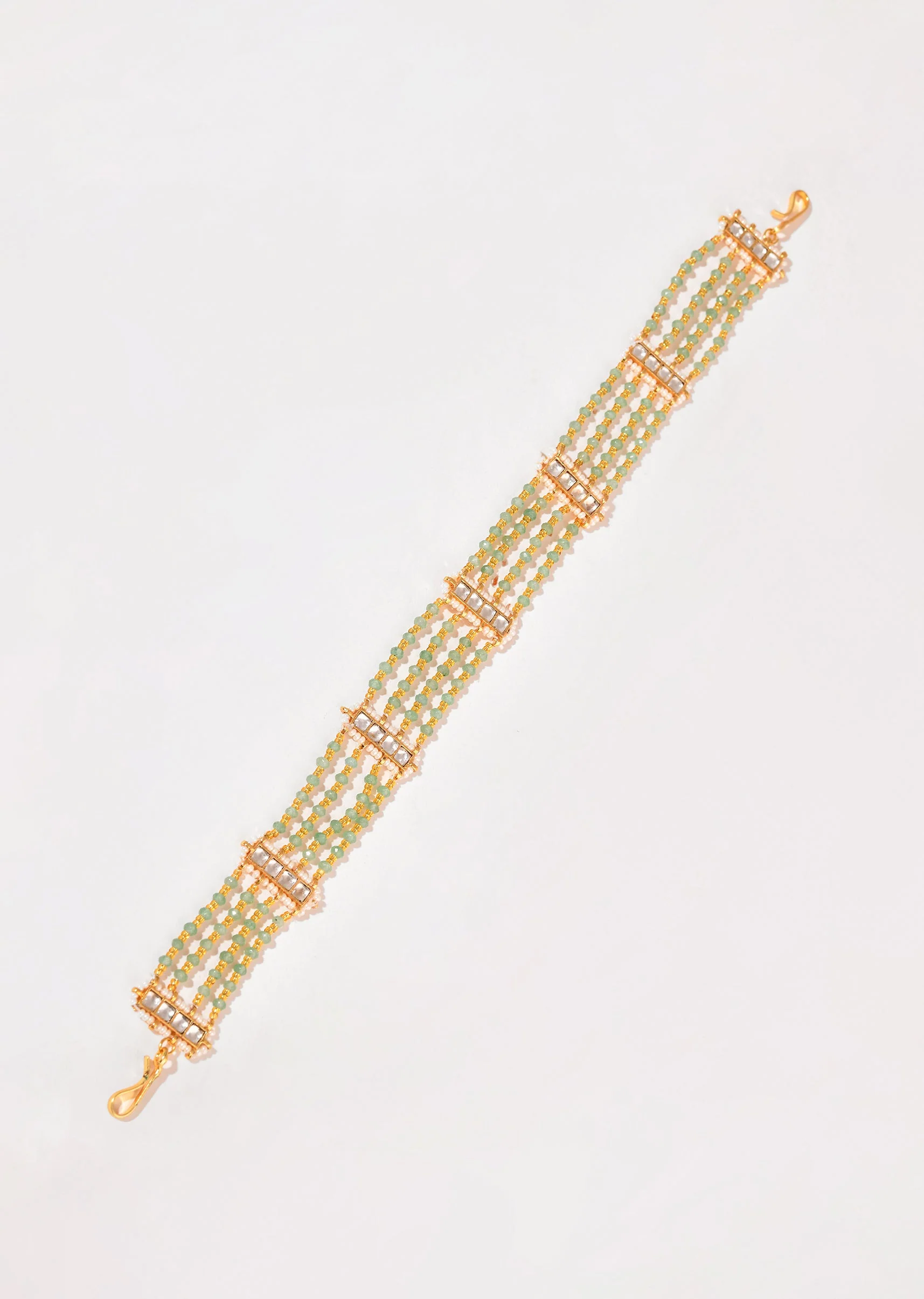 White and Gold Kundan Layered Mathapatti - Image 2