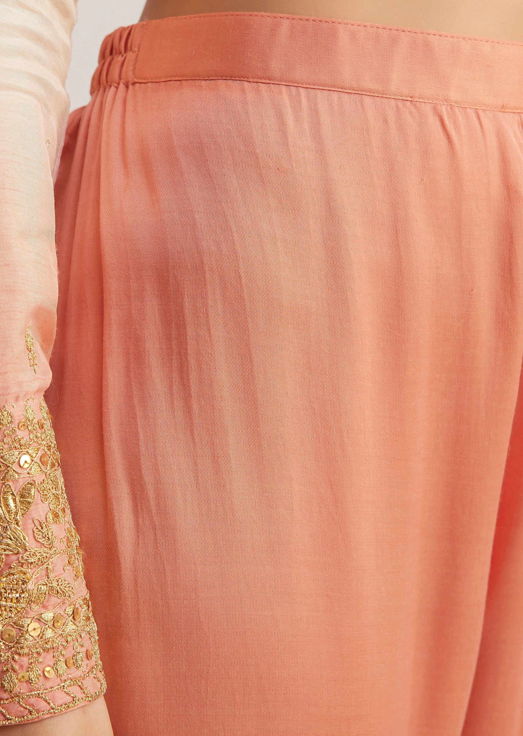 White and Peach Ombre Embroidered Suit - Image 5