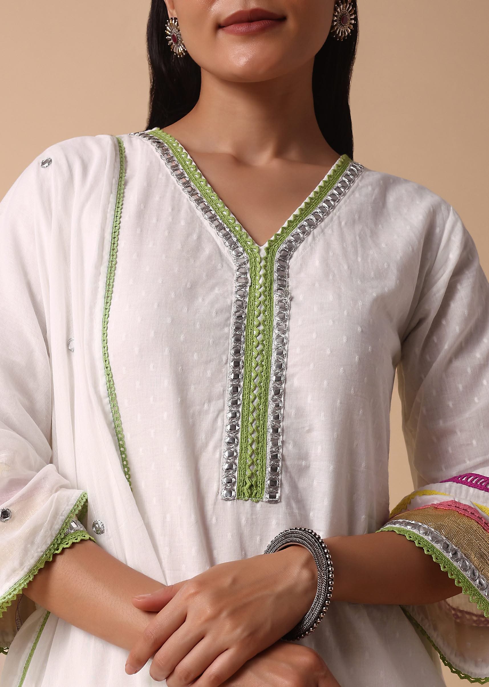 White Cotton Kurta Dhoti Set - Image 2